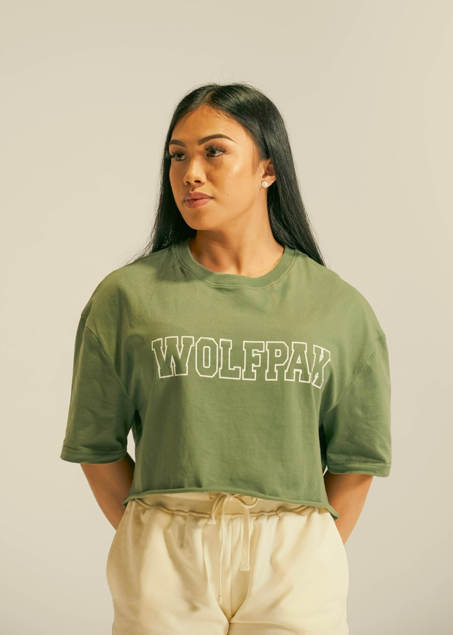 Women's Varsity Cropped Tee Moss Green