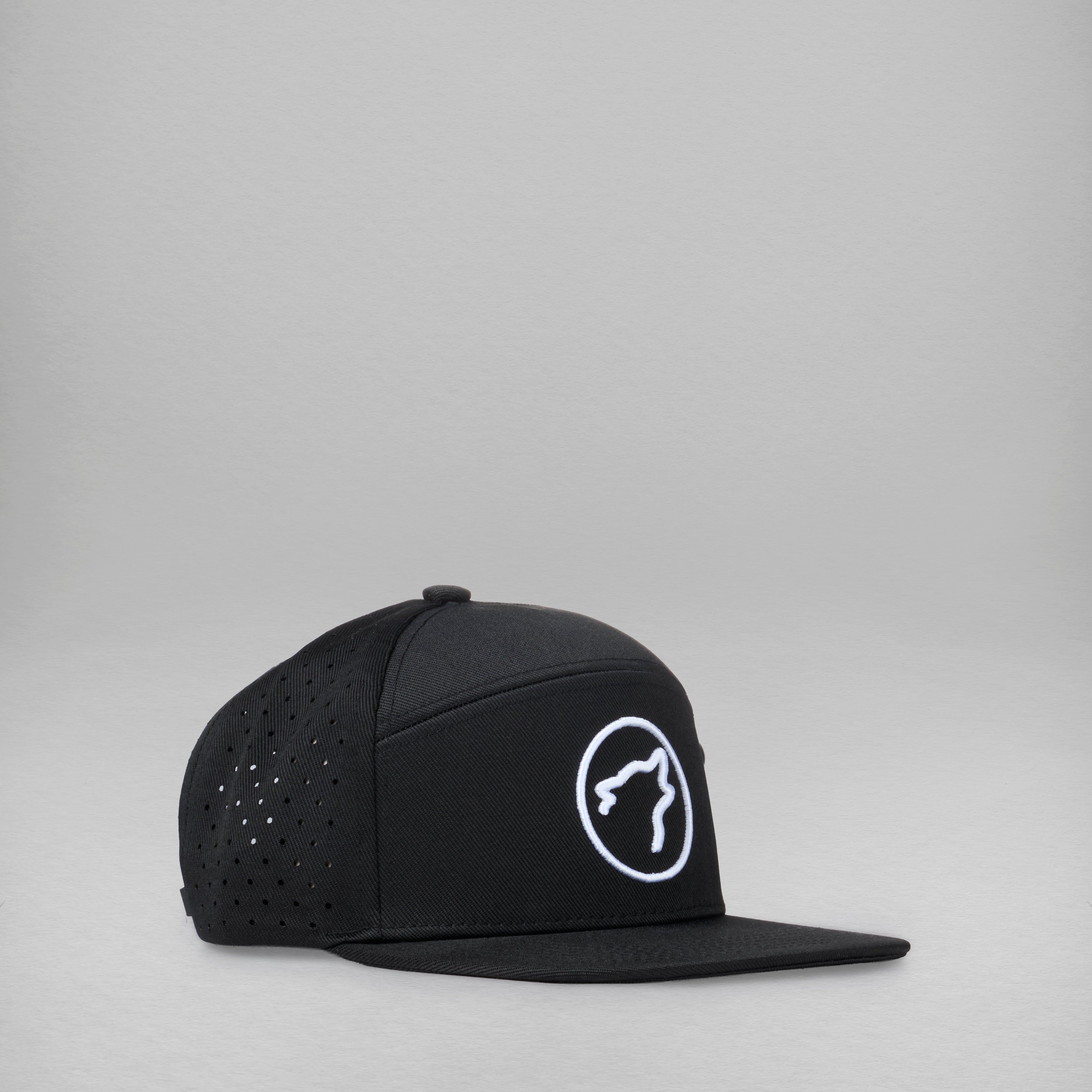 Flat Bill Snapback Hat Alpha Black White Accents