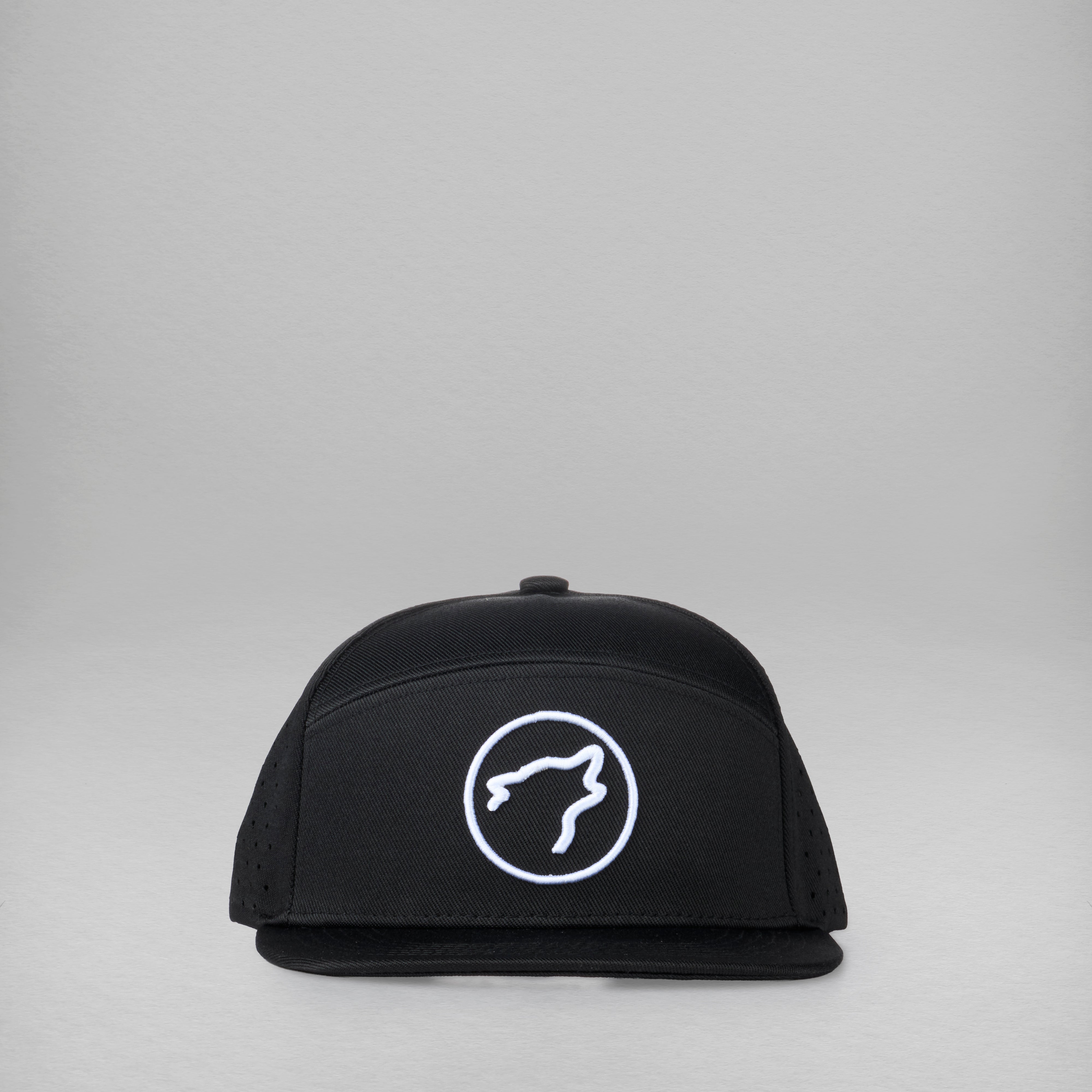 Flat Bill Snapback Hat Alpha Black White Accents