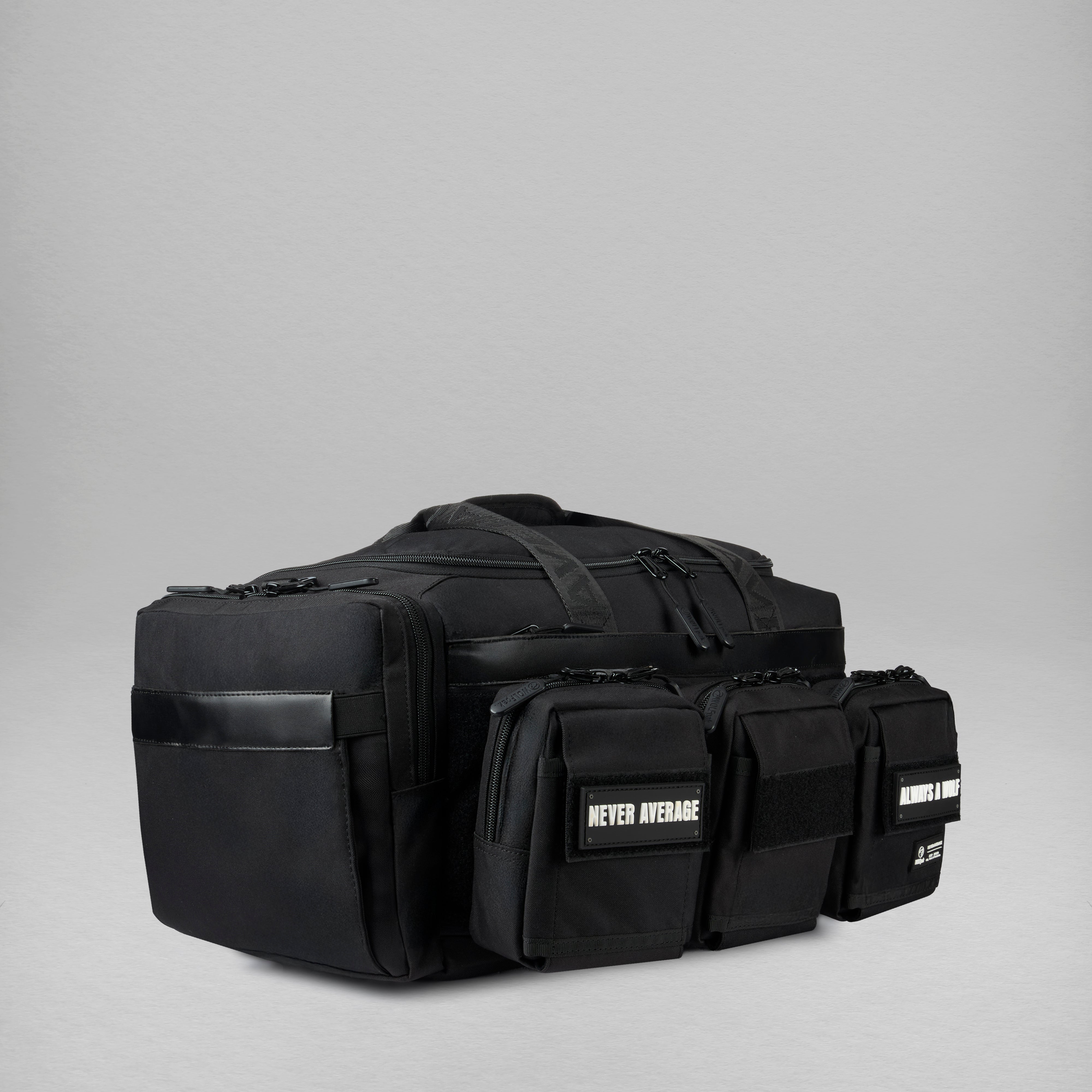 30L Perfect Duffle Bag Alpha Black (3 Pockets w/Full Velcro Front)