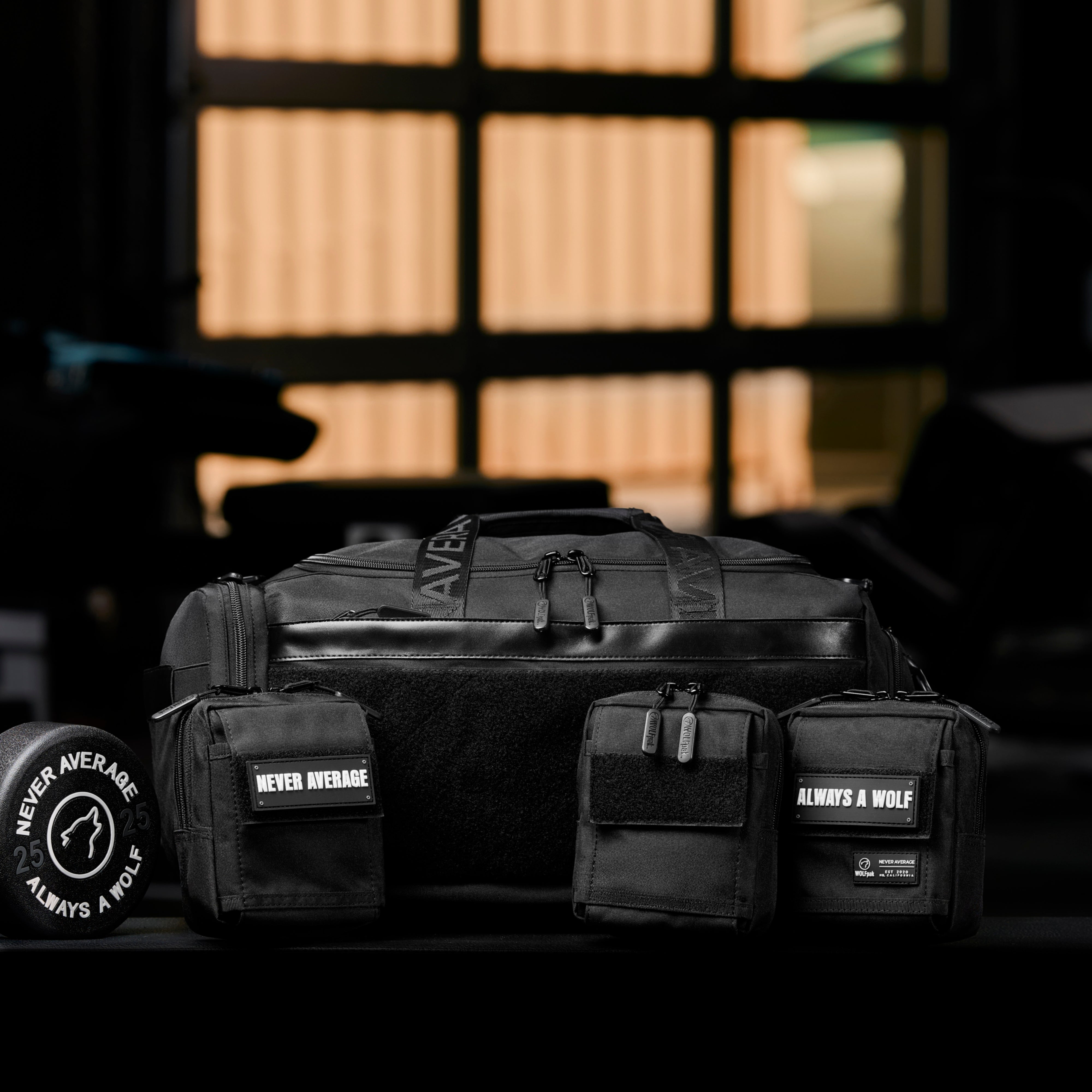 30L Perfect Duffle Bag Alpha Black (3 Pockets w/Full Velcro Front)