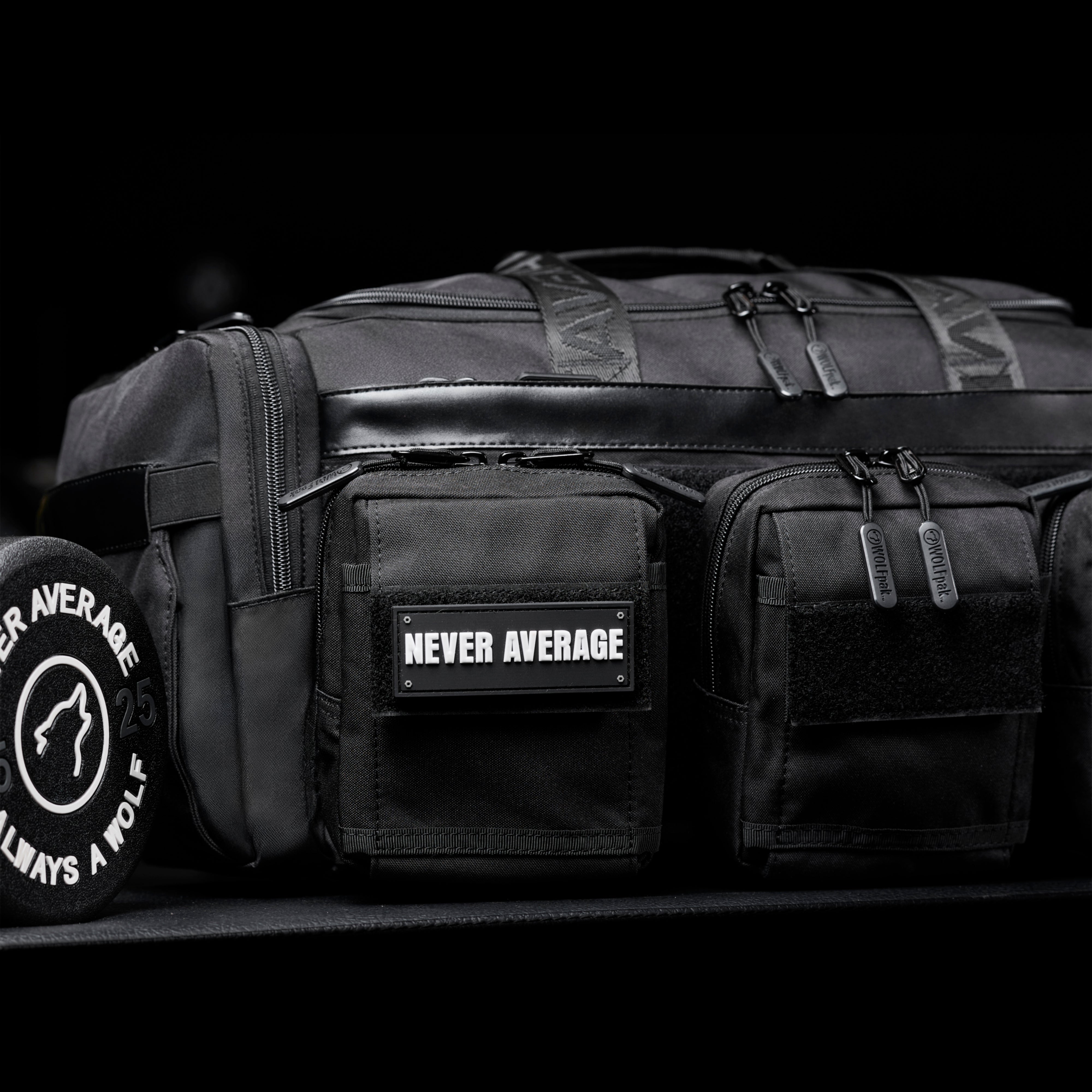 30L Perfect Duffle Bag Alpha Black (3 Pockets w/Full Velcro Front)