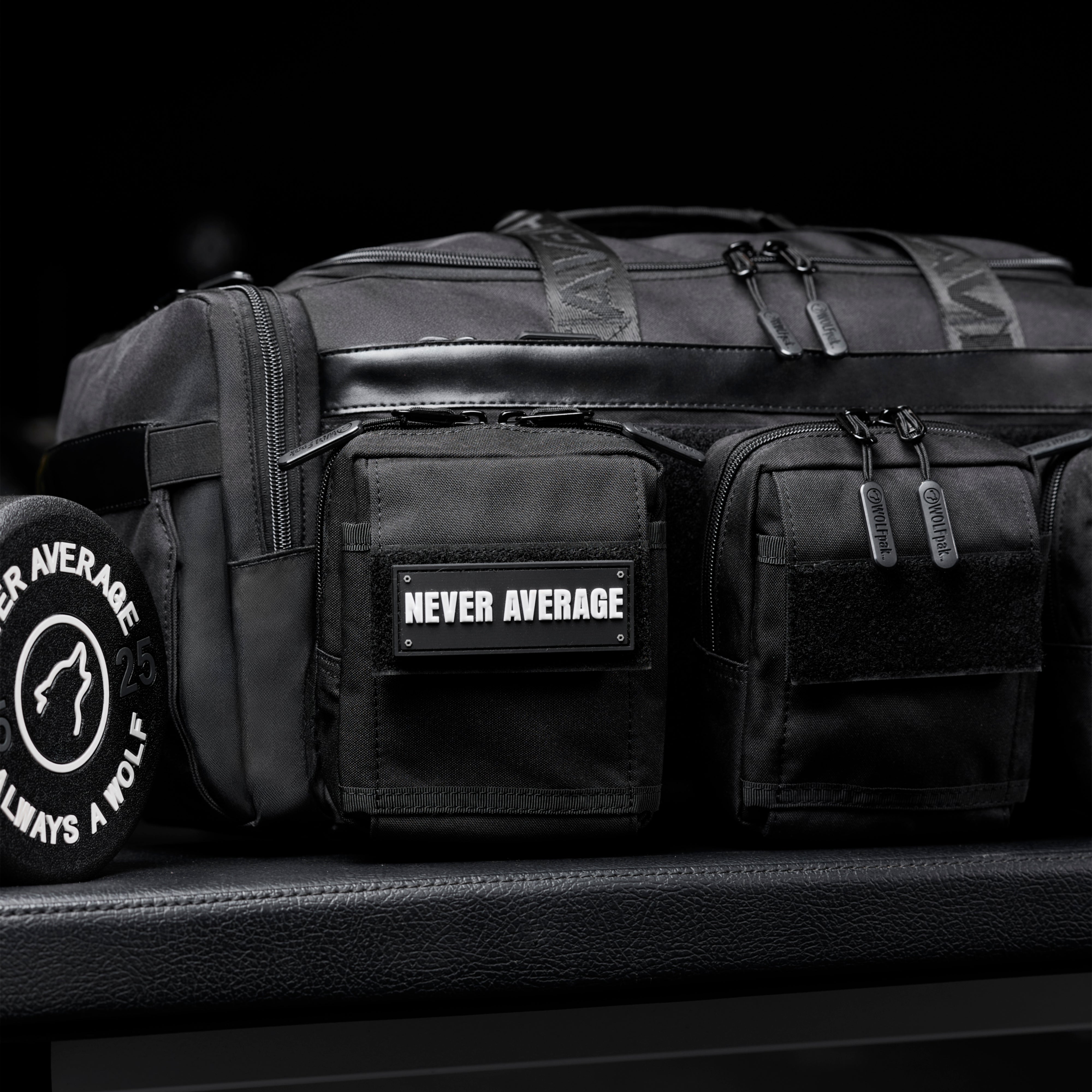 30L Perfect Duffle Bag Alpha Black (3 Pockets w/Full Velcro Front)