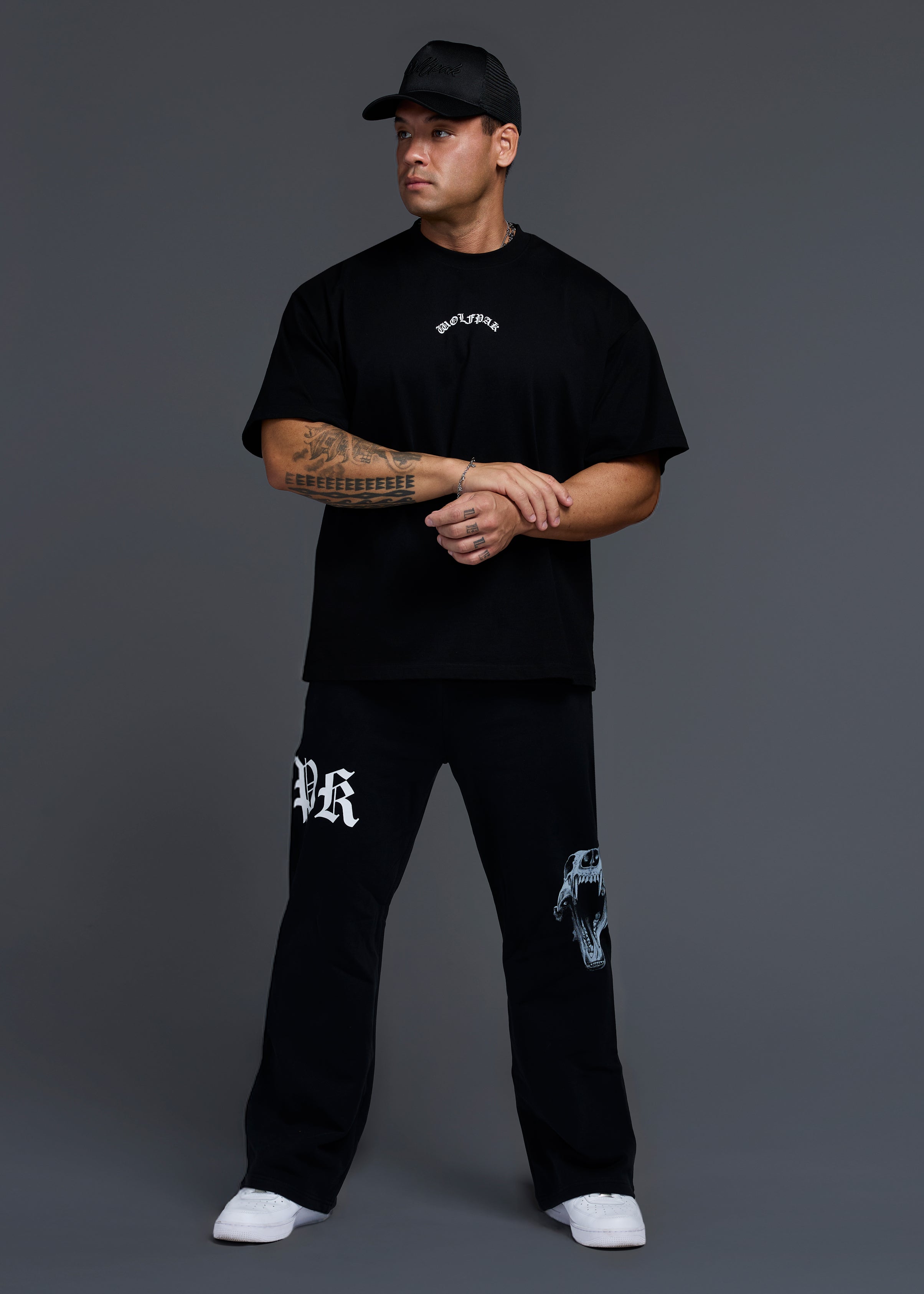 Forever Alpha Black Wide Leg Sweat Pants