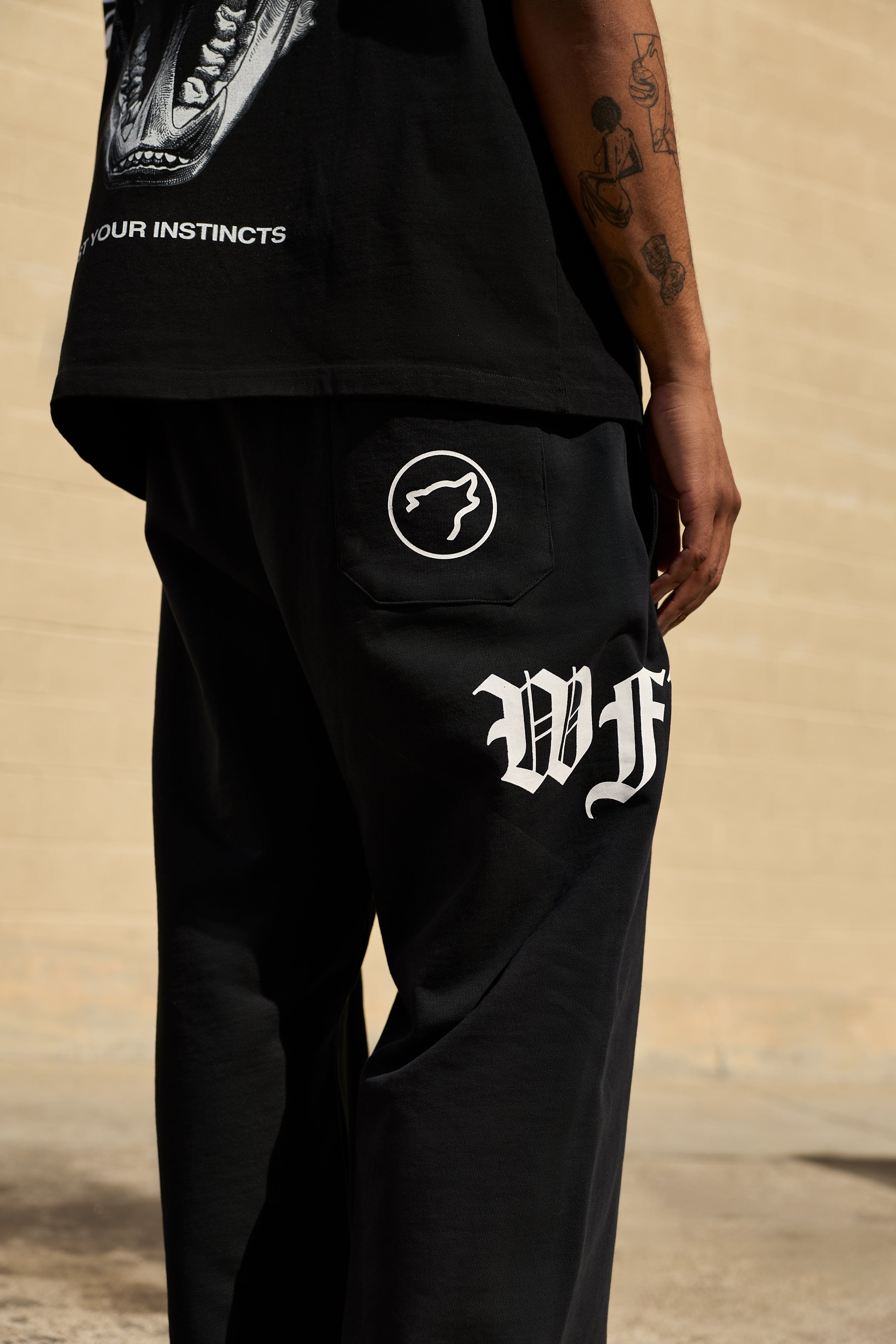 Forever Alpha Black Wide Leg Sweat Pants