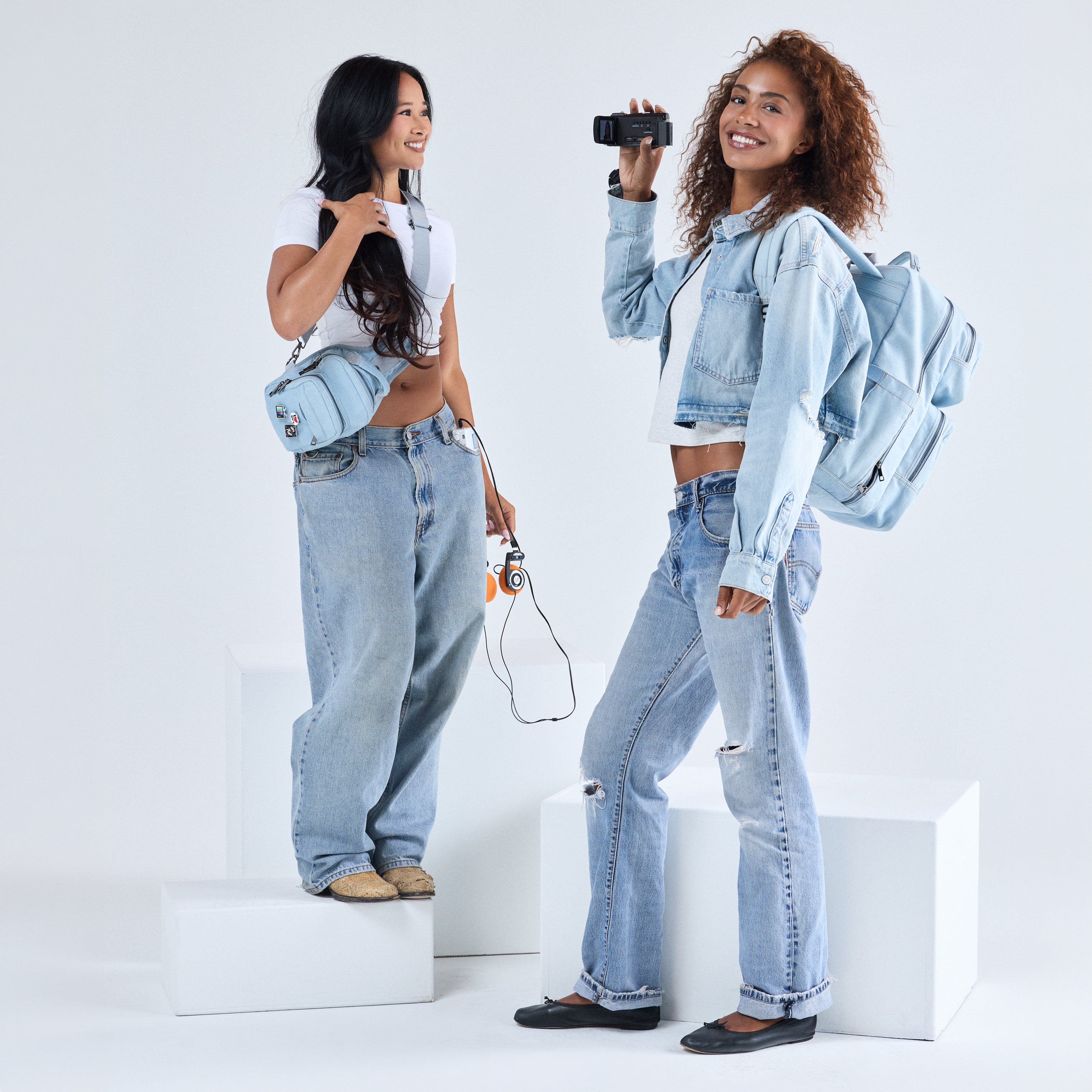 Classic Denim Mini Sling Bag & Backpack Bundle