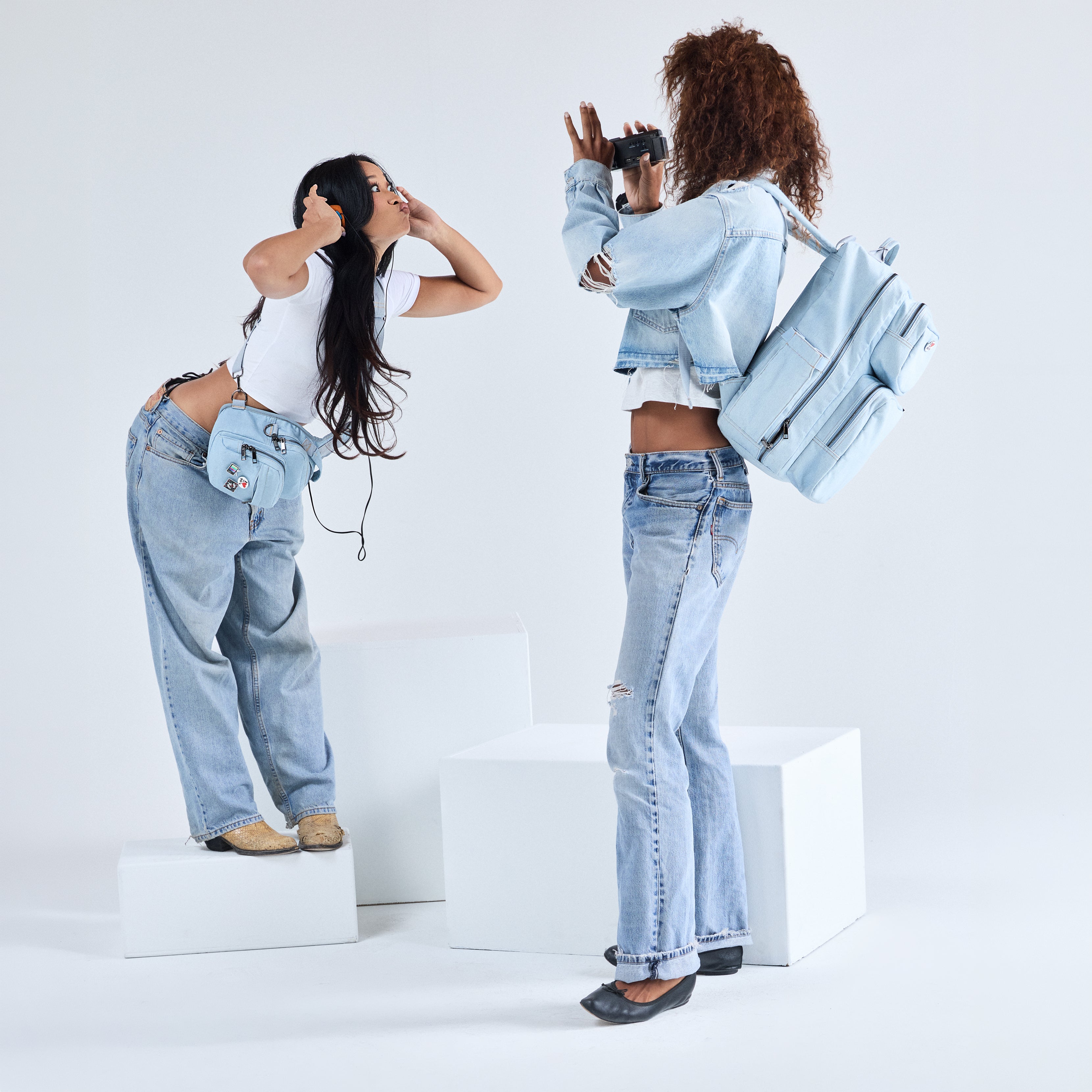 Classic Denim Mini Sling Bag & Backpack Bundle