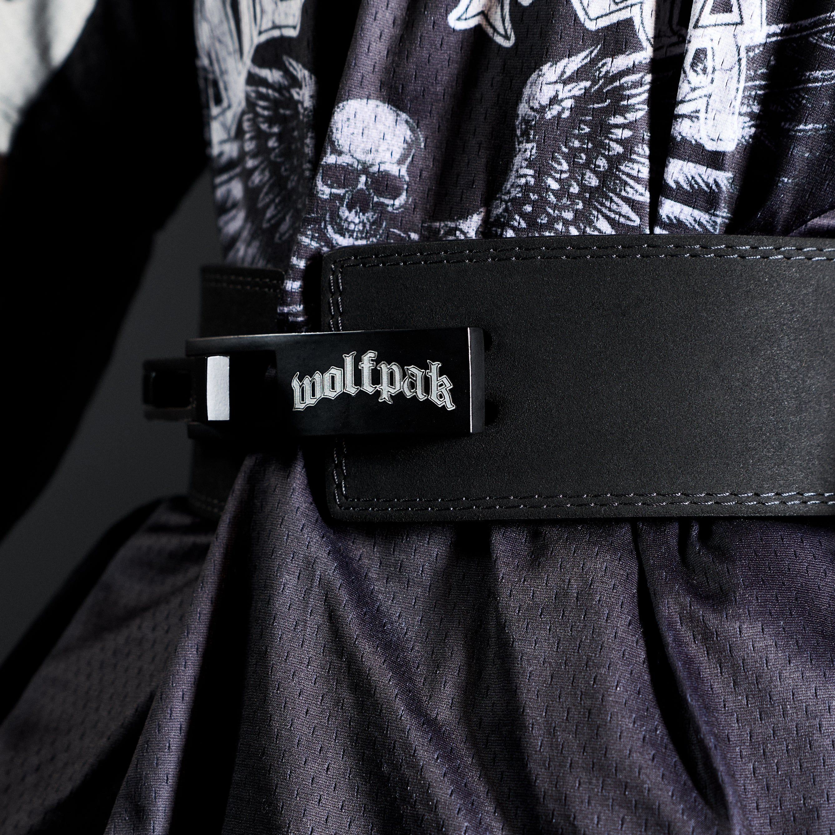 10mm Deathwing Logo Black Lever Lock Leather Belt