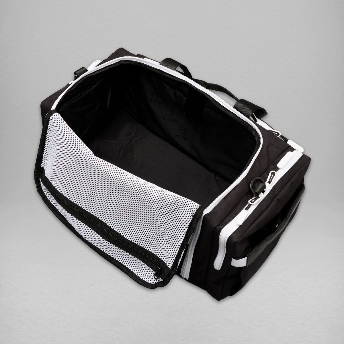 30L Perfect Duffle Bag Alpha Black White Accents