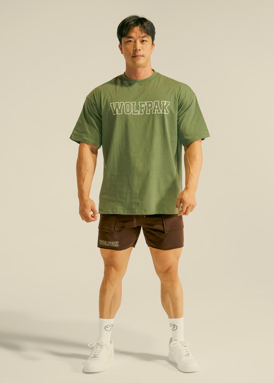 T-shirt universitaire pour homme, vert mousse