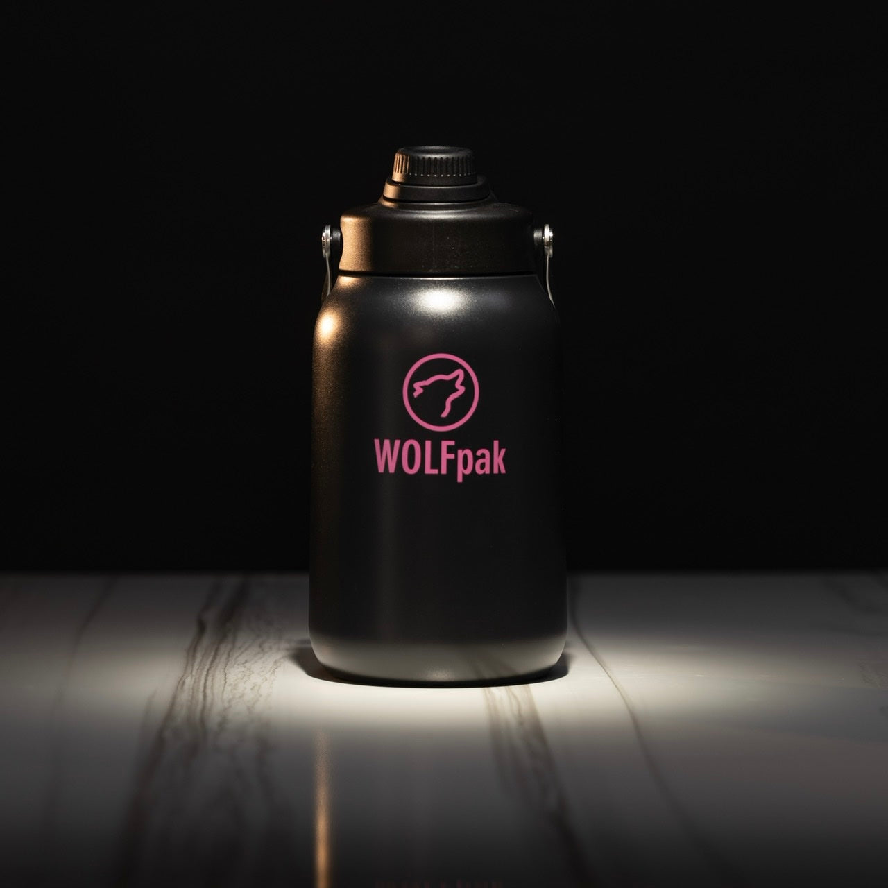 64oz Flask Black Pink Letters