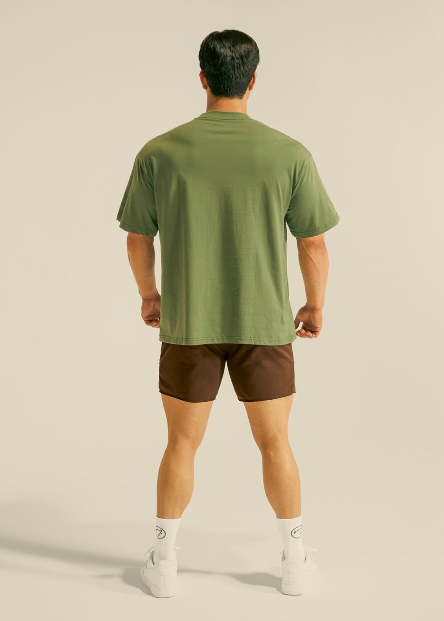 T-shirt universitaire pour homme, vert mousse