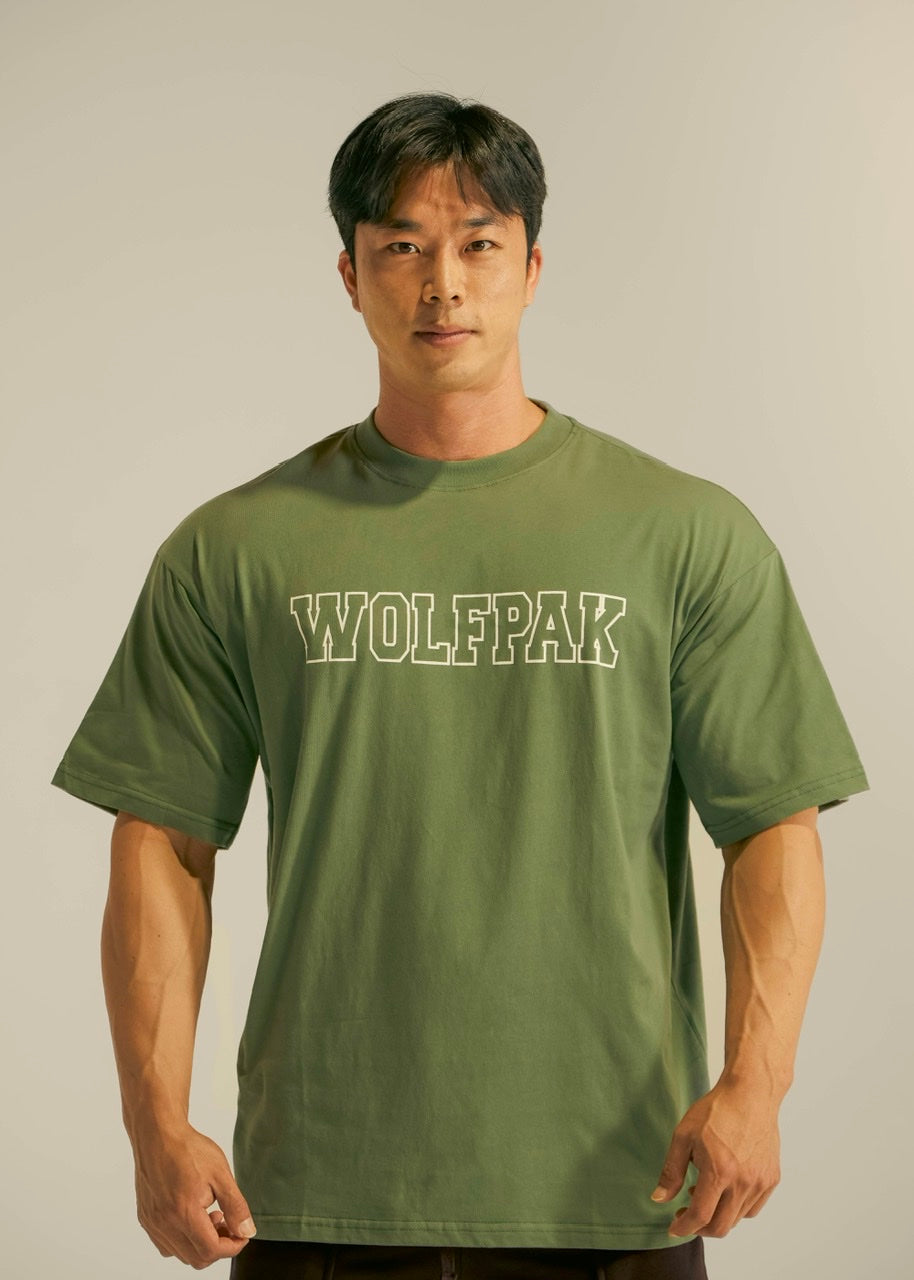 T-shirt universitaire pour homme, vert mousse