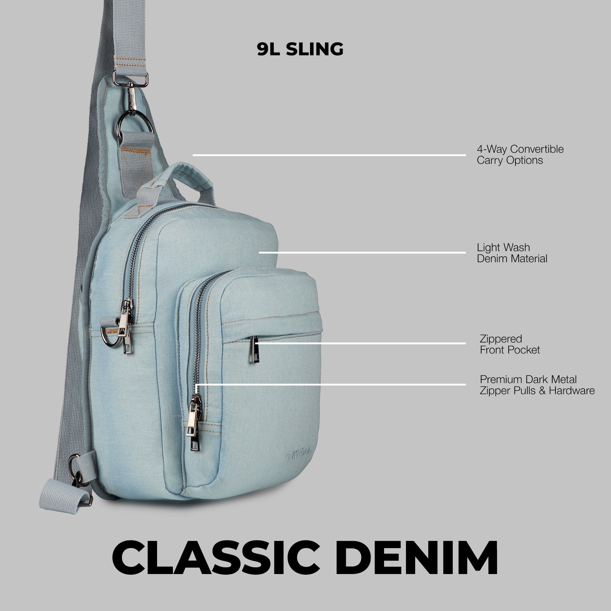 9L Sling Bag Classic Denim