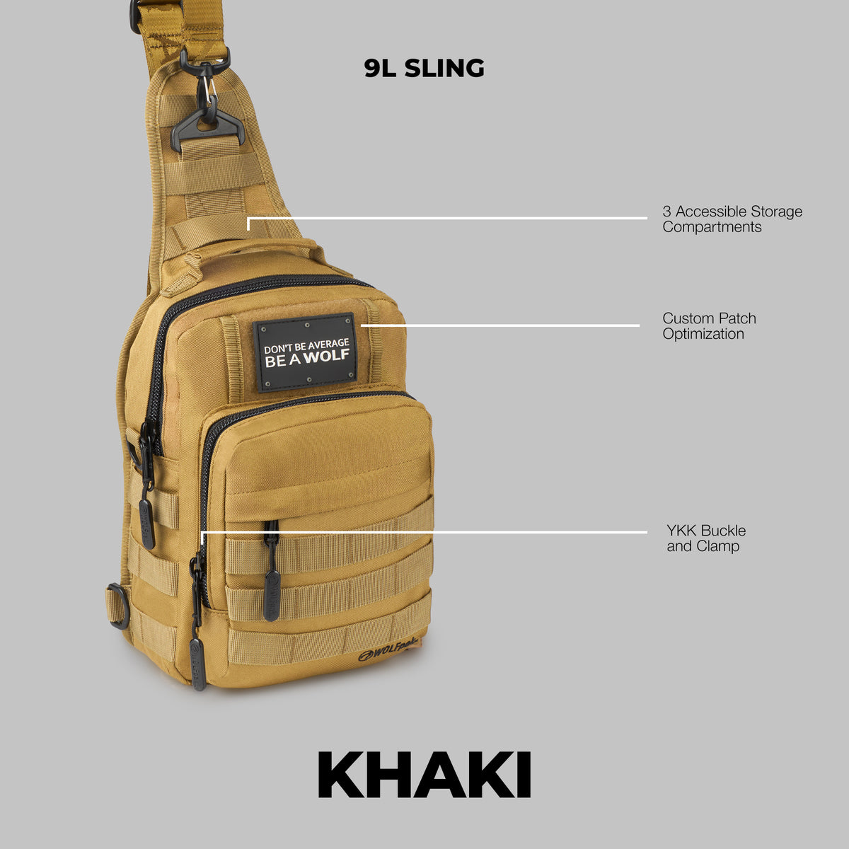 9L Tactical Sling Bag Khaki