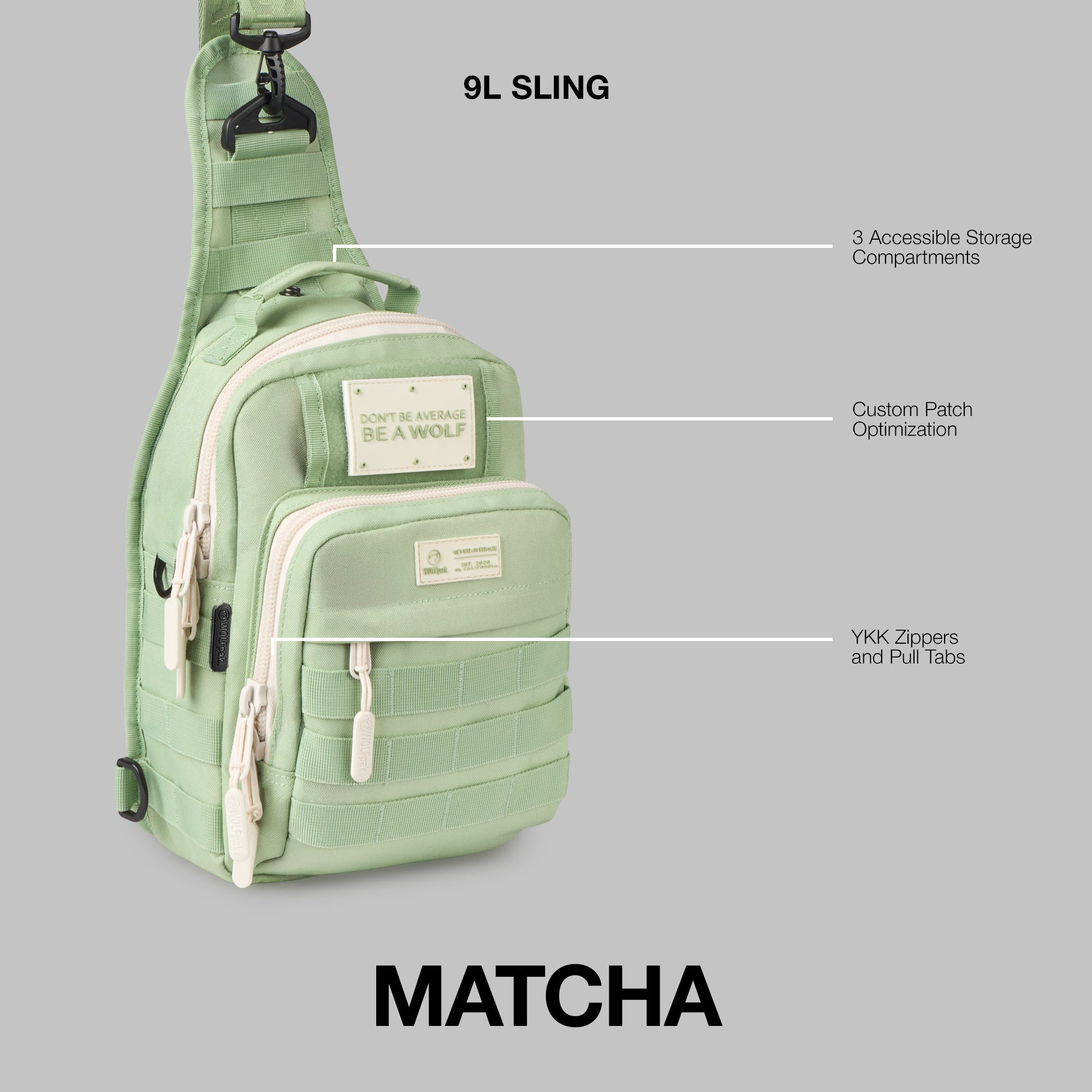 9L Tactical Sling Bag Matcha