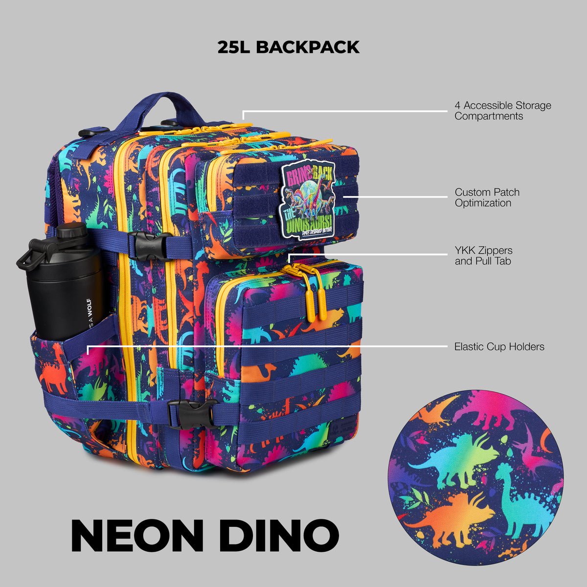 25L Backpack Neon Dino