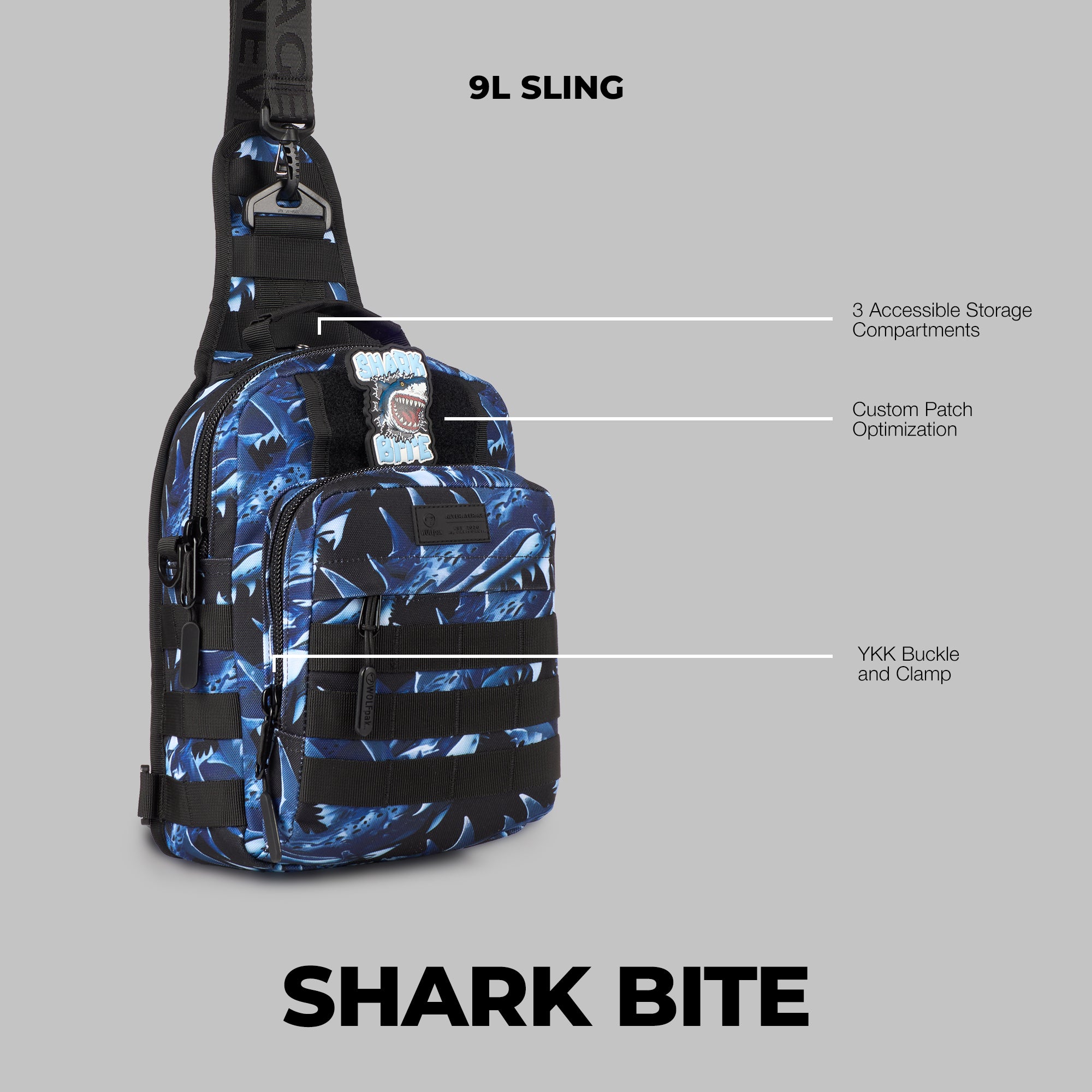 9L Tactical Sling Bag Shark Bite