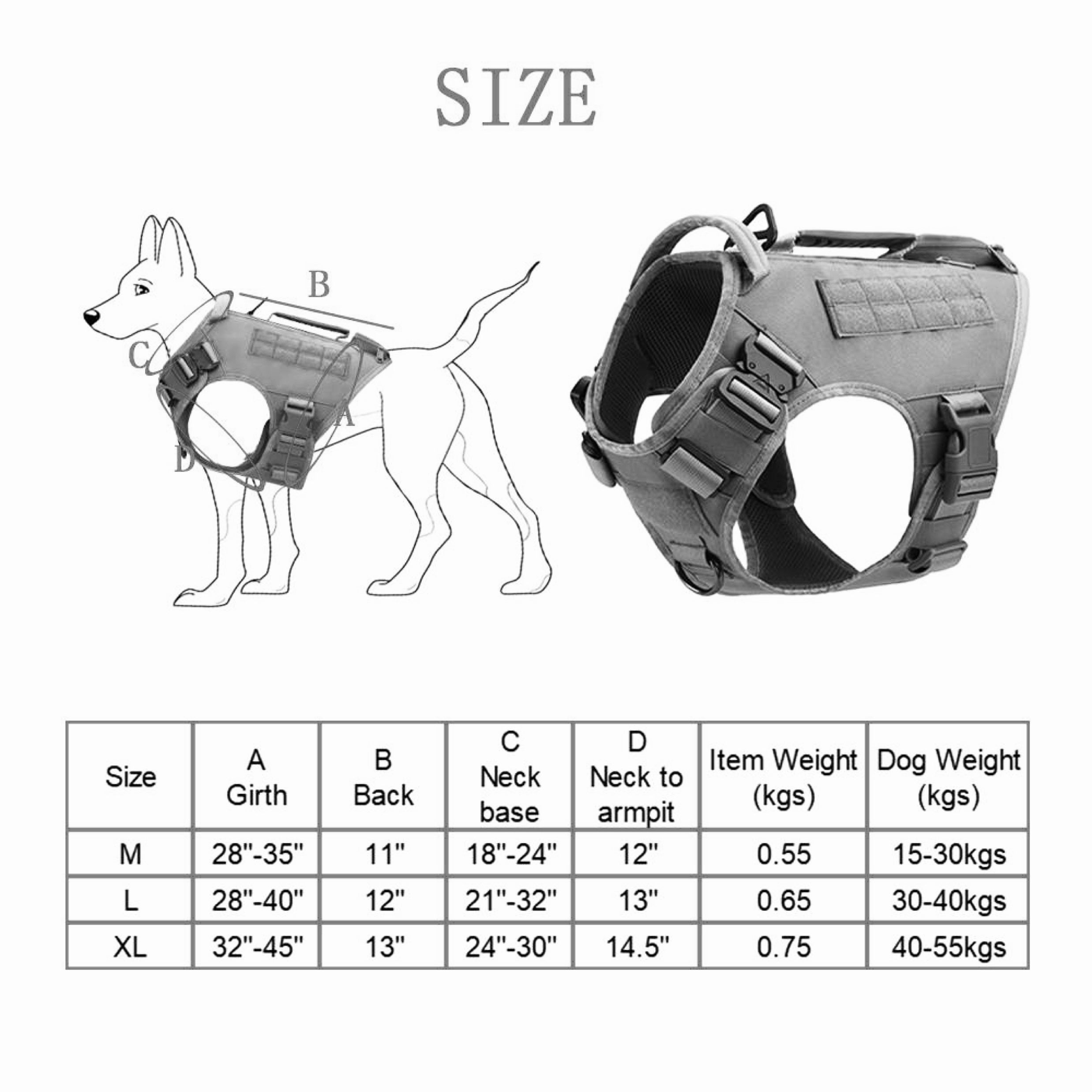 Khaki Tactical Dog Vest Harness
