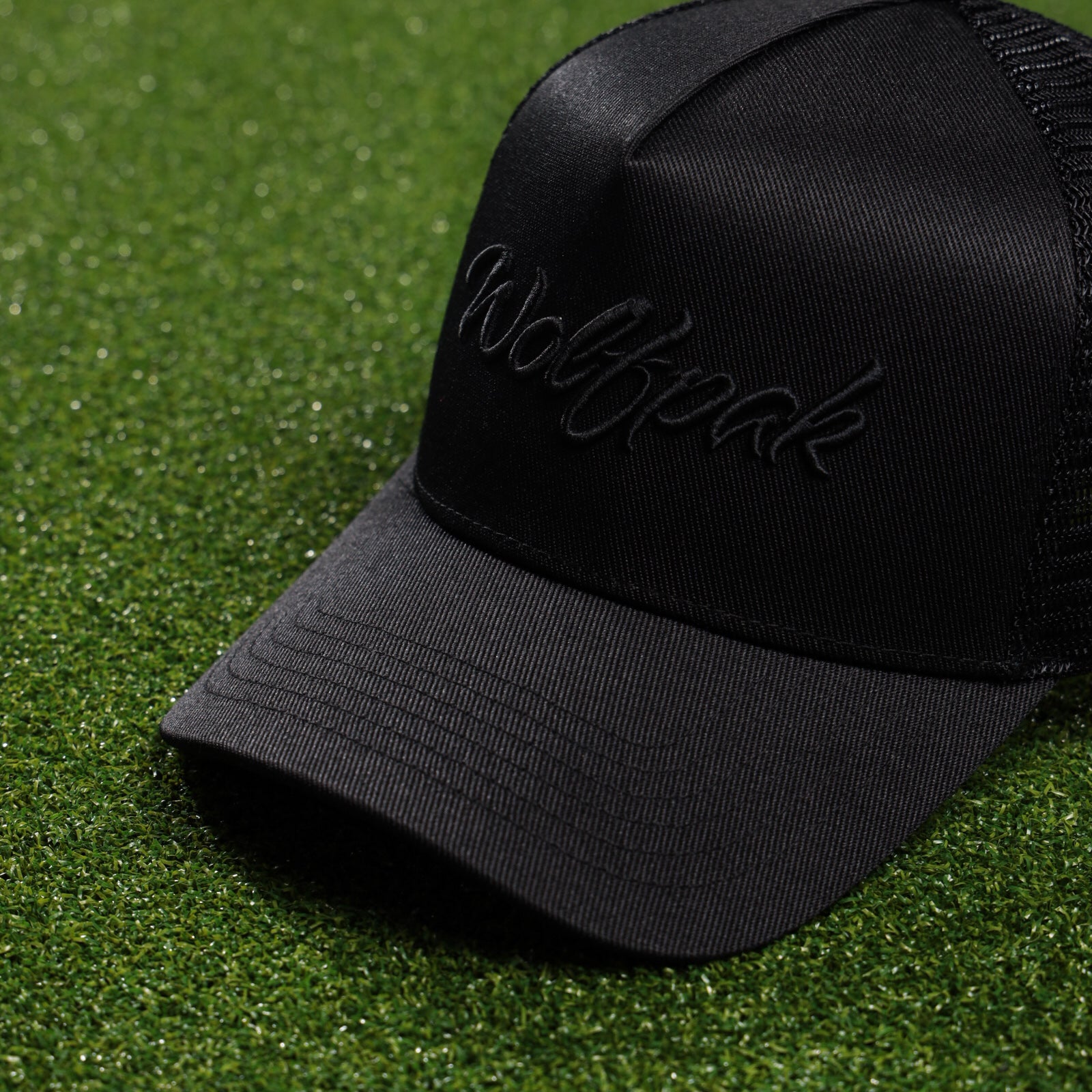 Trucker Hat Script Alpha Black