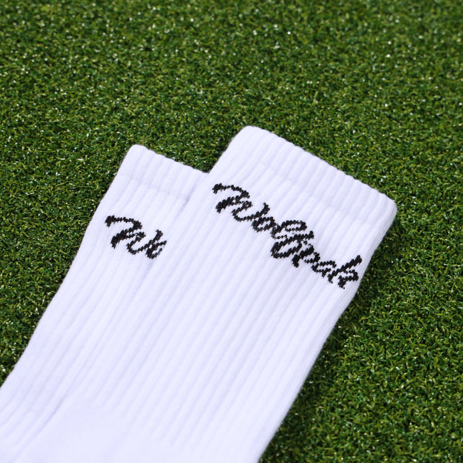 Arctic White Script Crew Socks