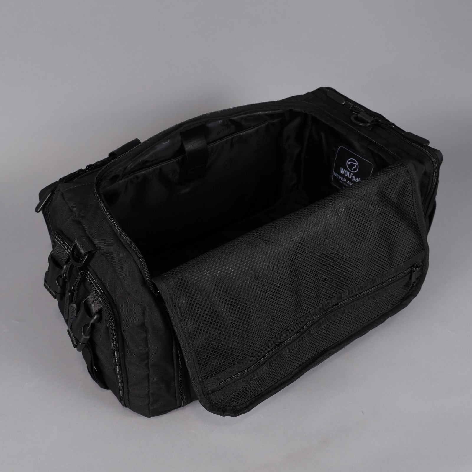 30L Perfect Duffle Bag Alpha Black (3 Pockets w/Full Velcro Front)