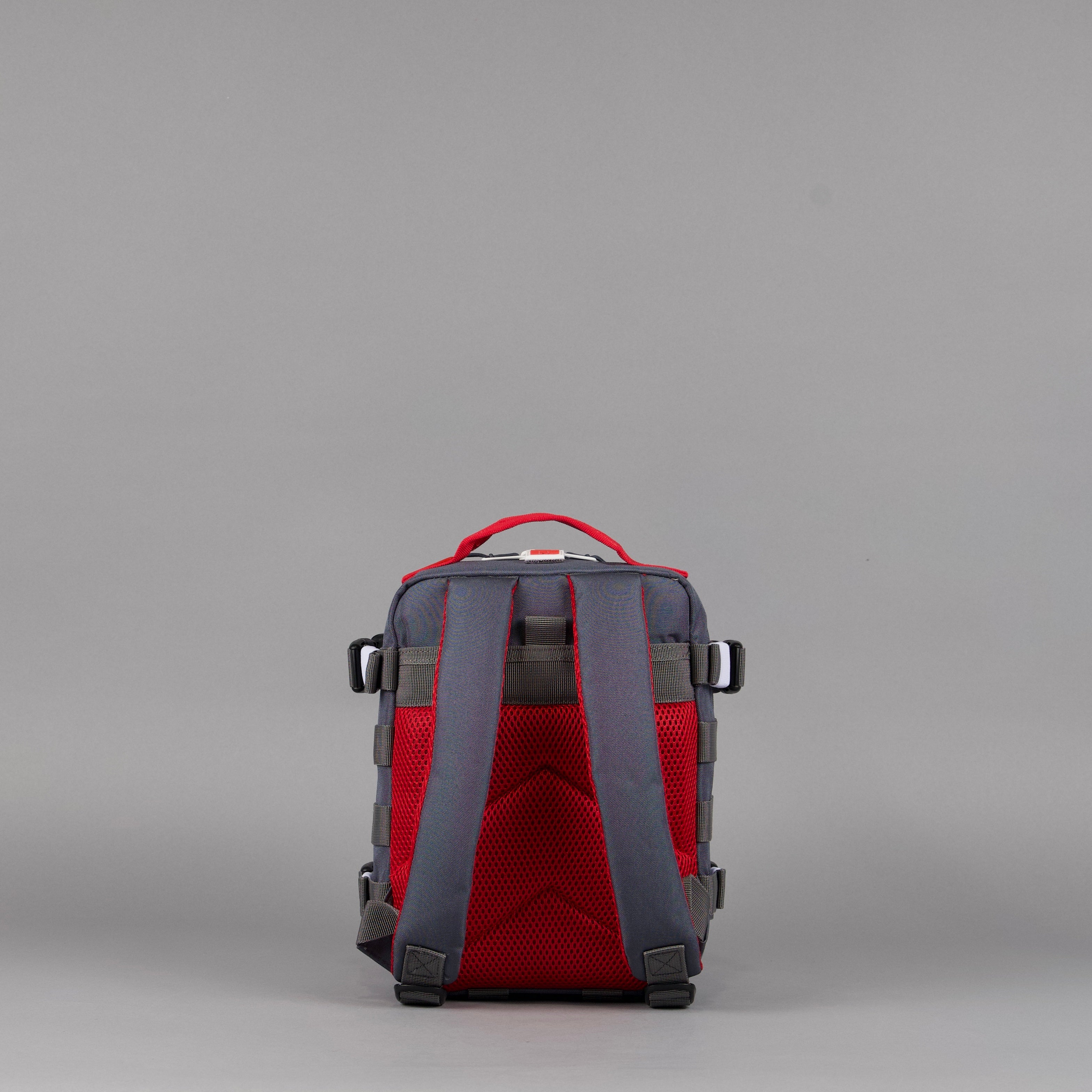 Mochila 9L Mini Gris con Detalles Rojos