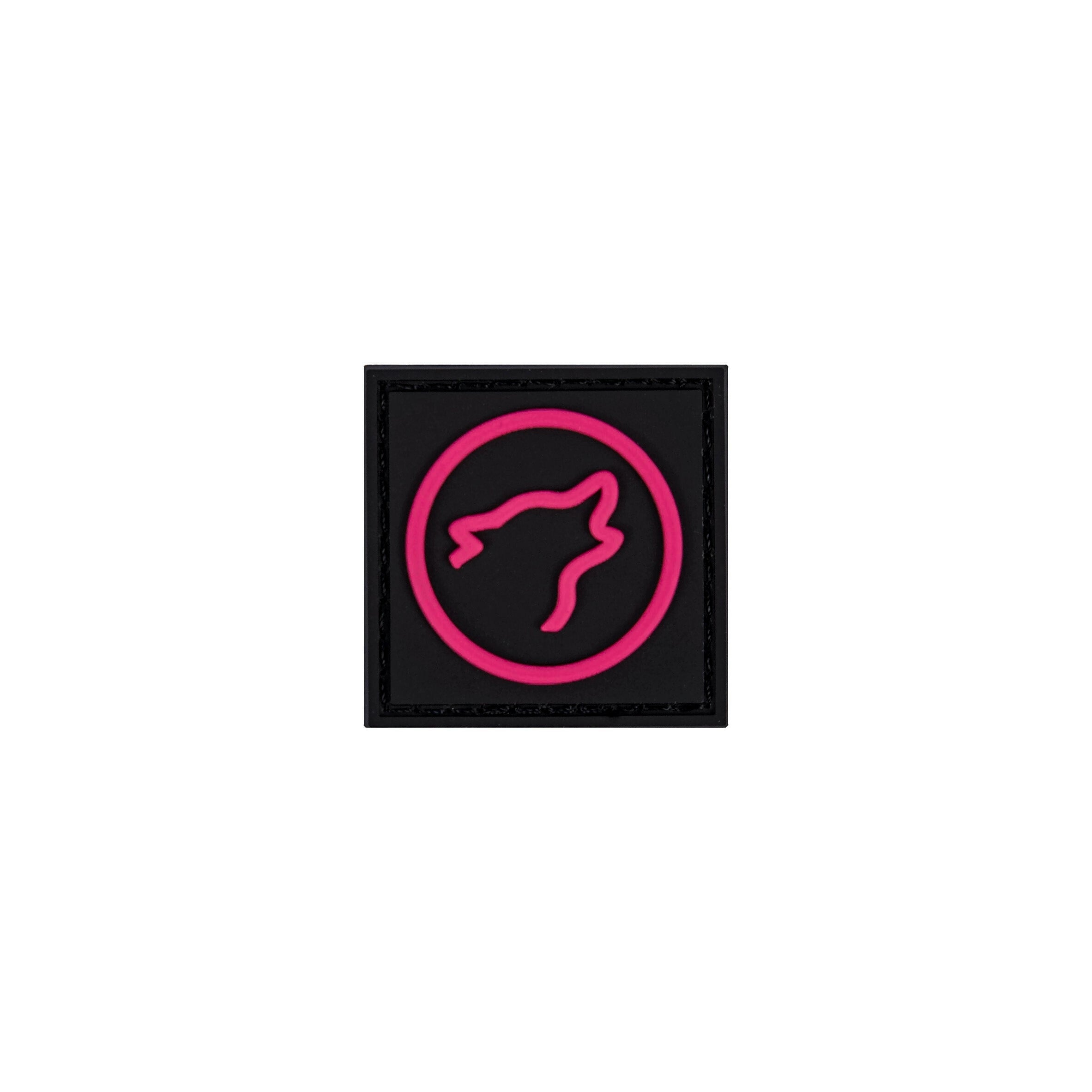 Logotipo de cabeza de lobo negro/rosa