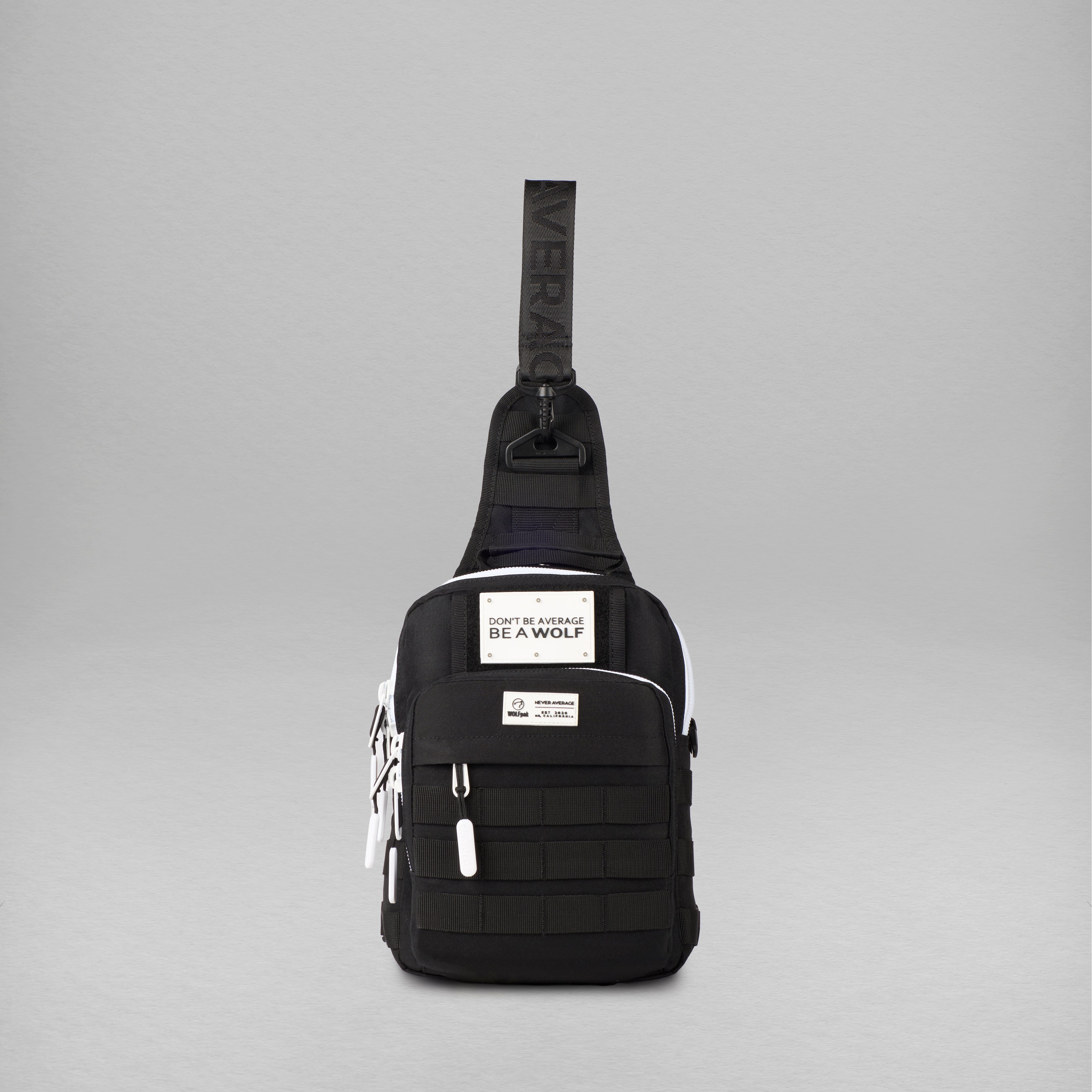 9L Tactical Sling Bag Alpha Negro con Detalles Blancos
