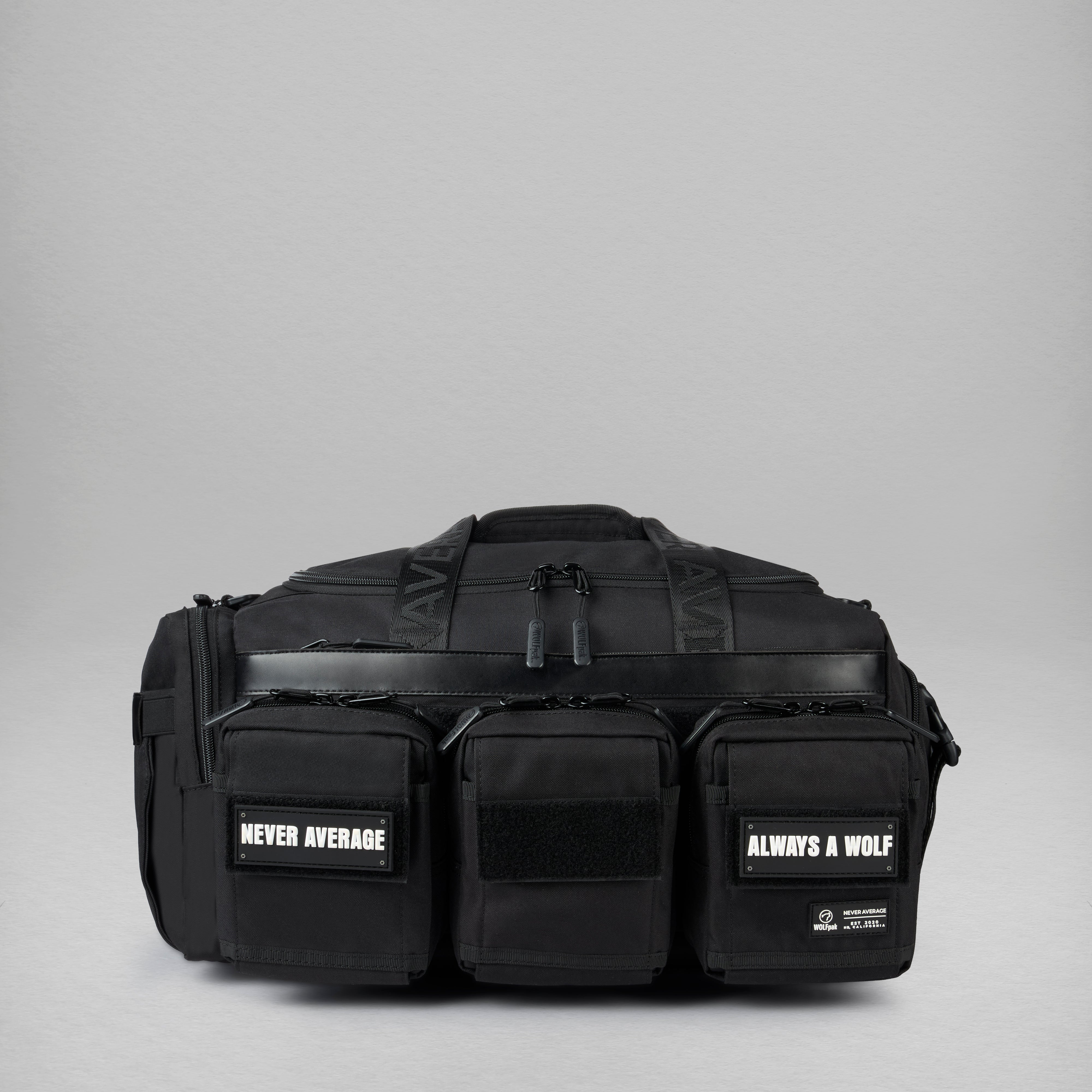 30L Perfect Duffle Bag Alpha Black (3 Pockets w/Full Velcro Front)