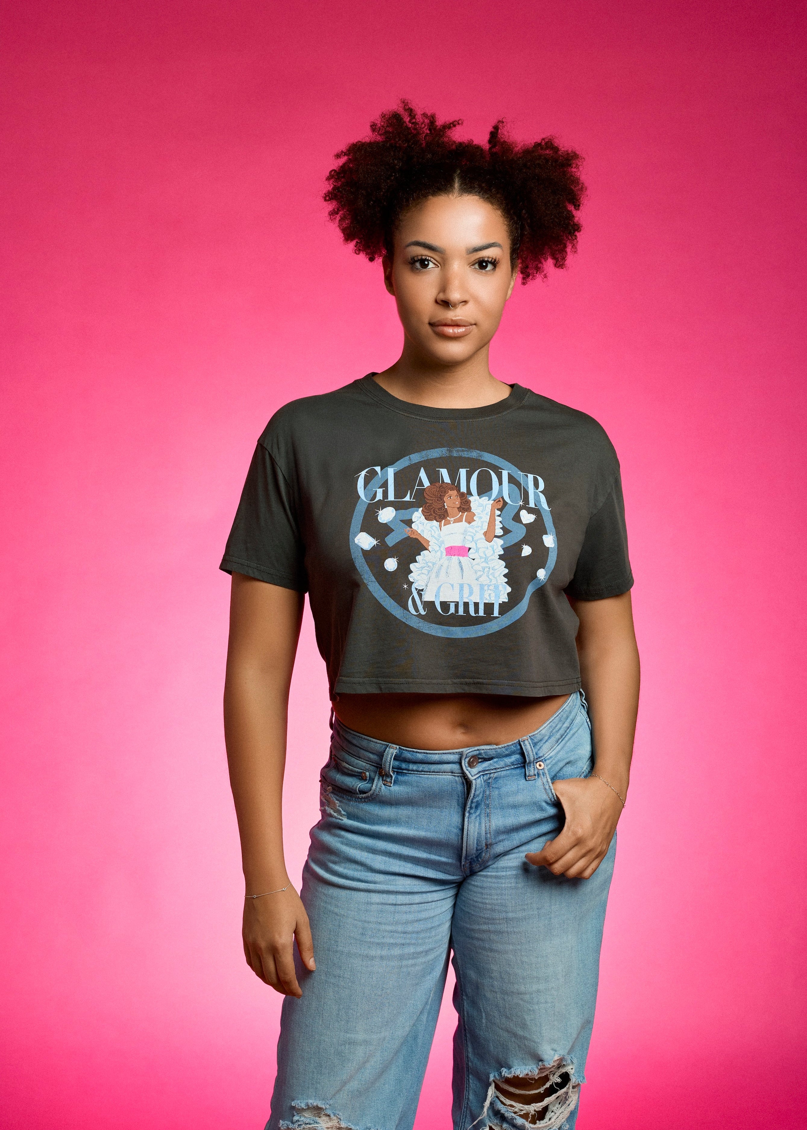 Barbie Glamour and Grit Graphic Crop Shirt