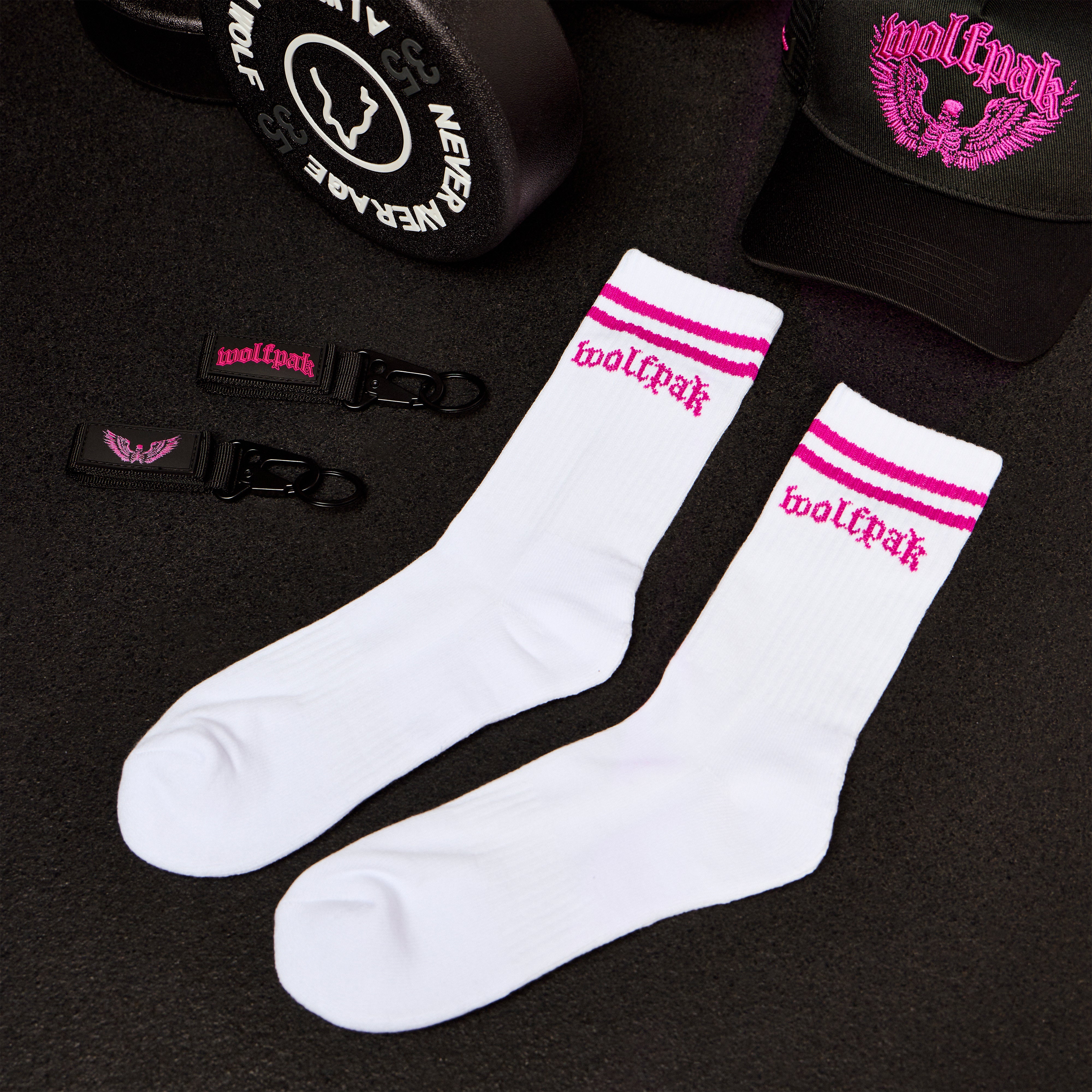Deathwing Pink White Crew Socks