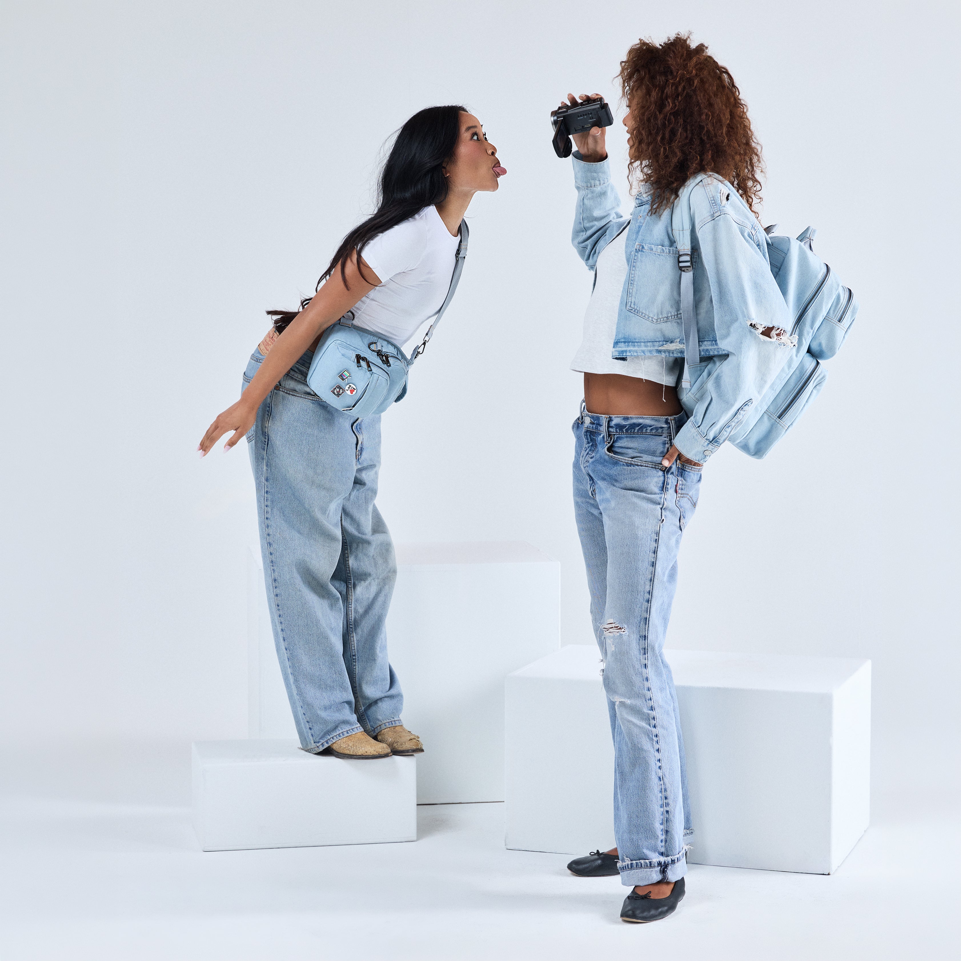 Classic Denim Mini Sling Bag & Backpack Bundle
