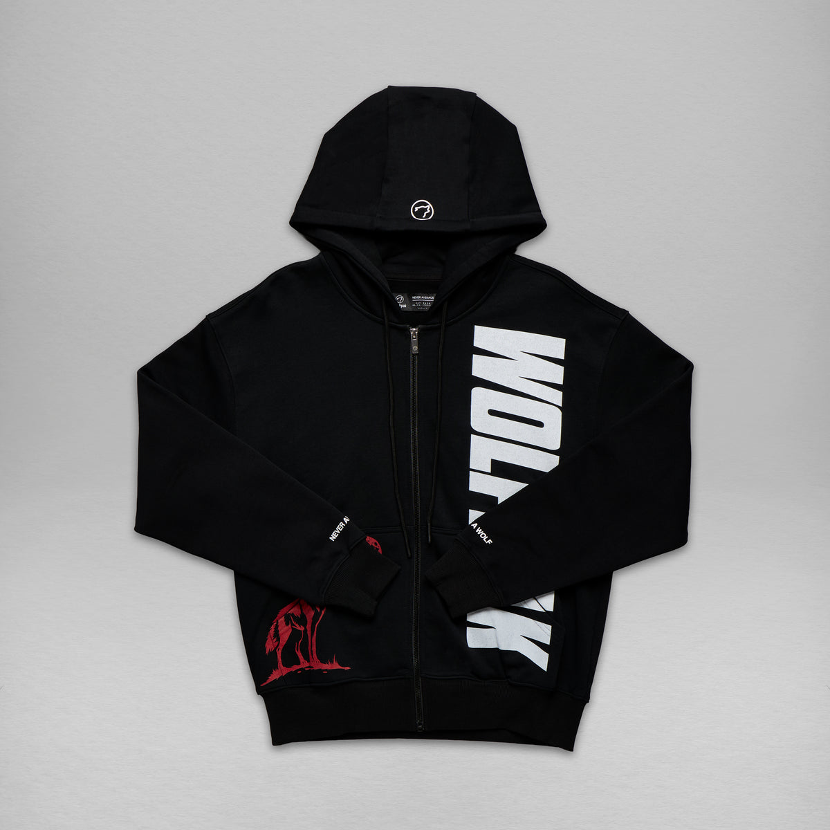 Red Wolf Zip Up Hoodie