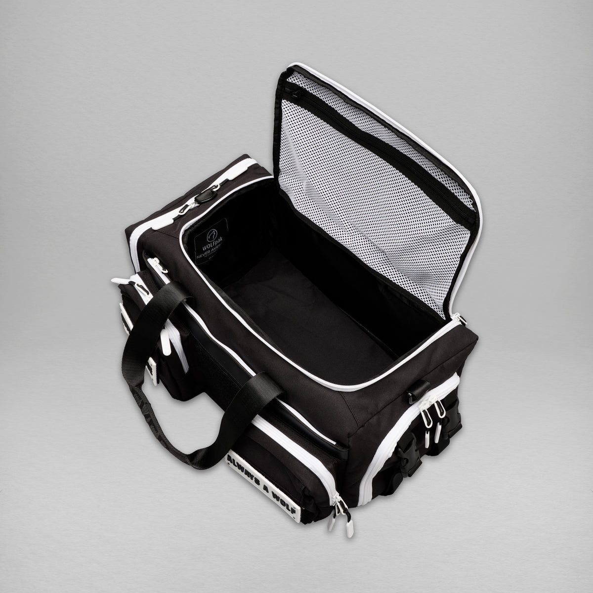 30L Perfect Duffle Bag Alpha Black White Accents
