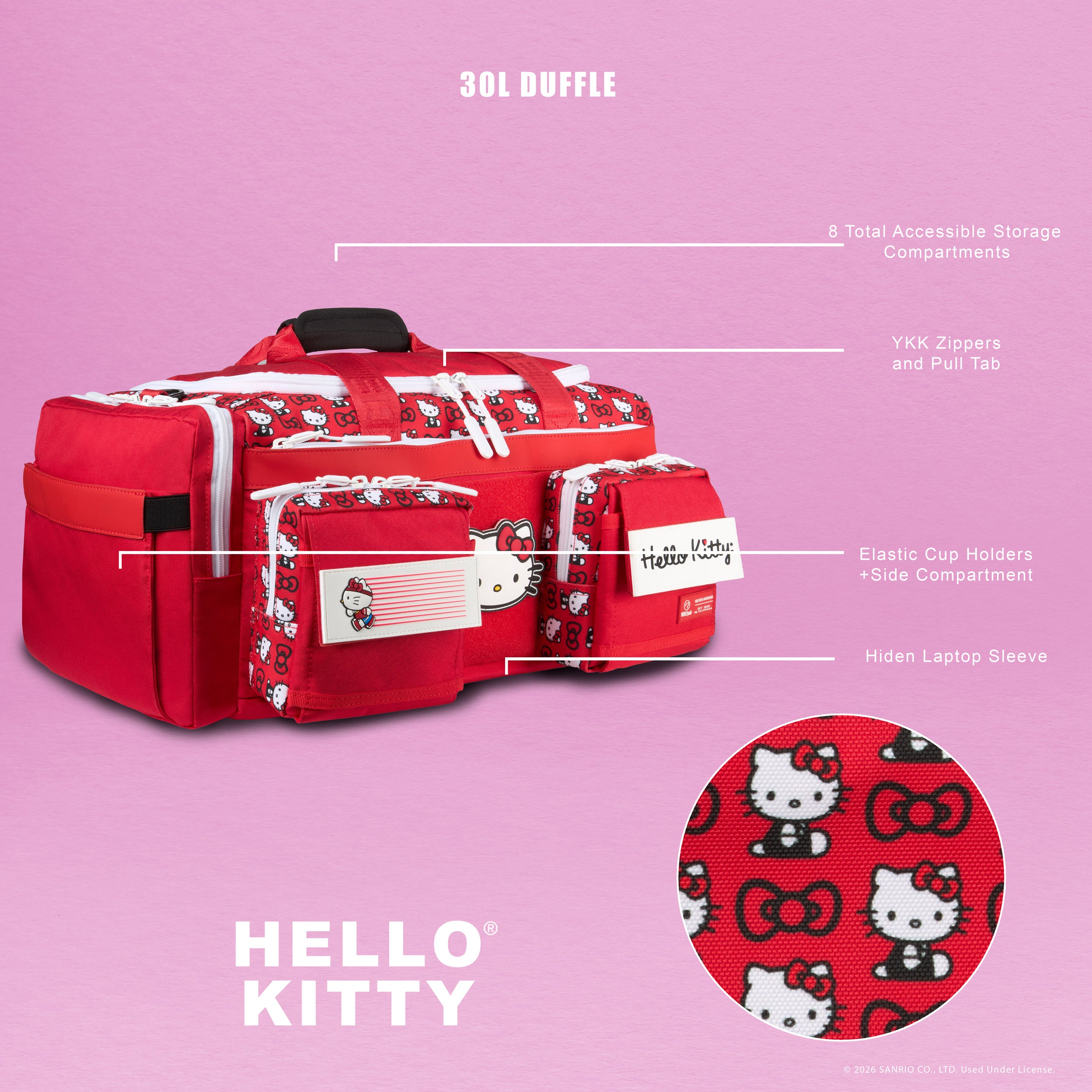 30L Perfect Duffle Bag Hello Kitty
