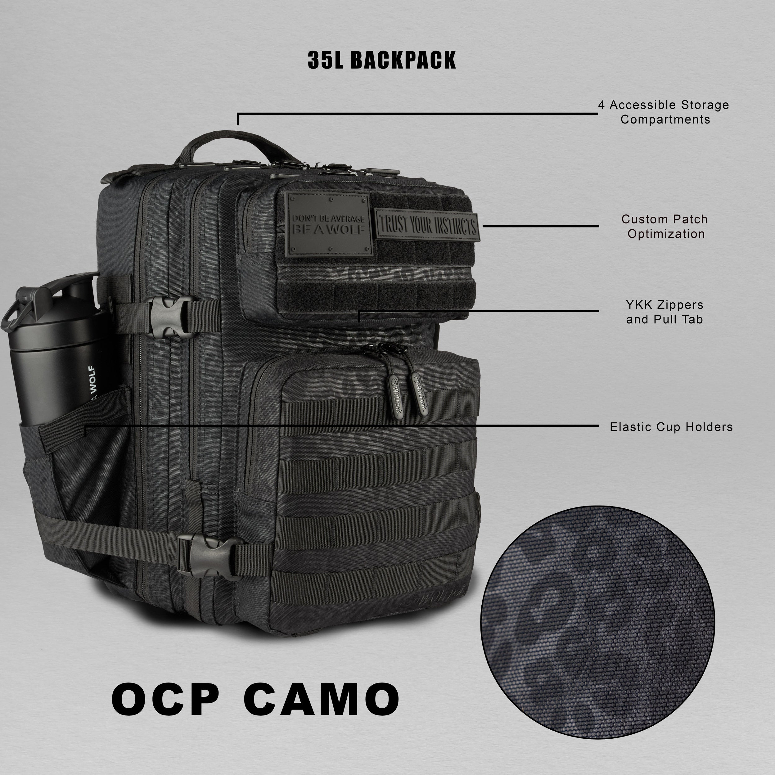 35L Backpack Black Leopard