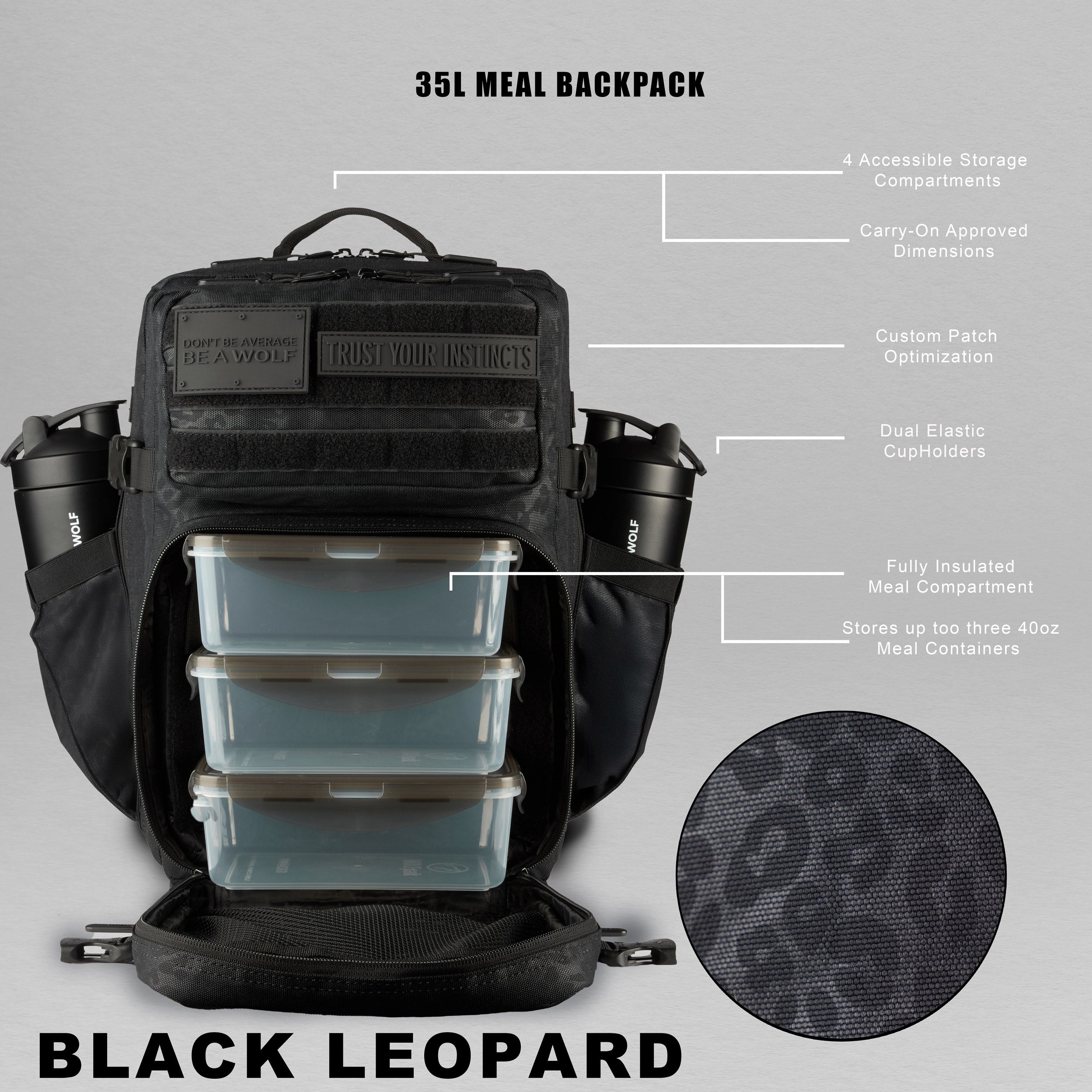 35L Black Leopard Meal Prep Management