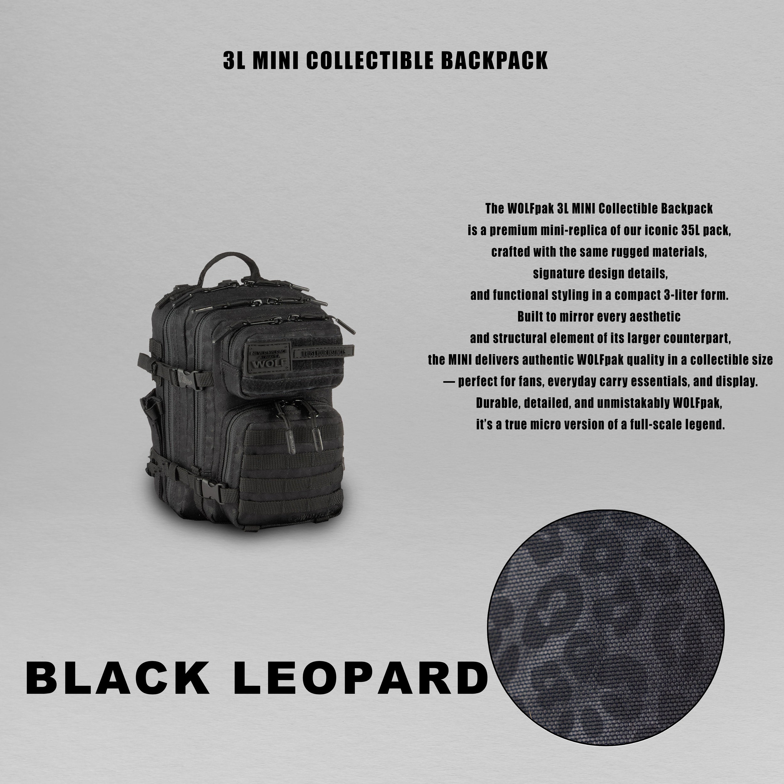 3L Backpack Black Leopard