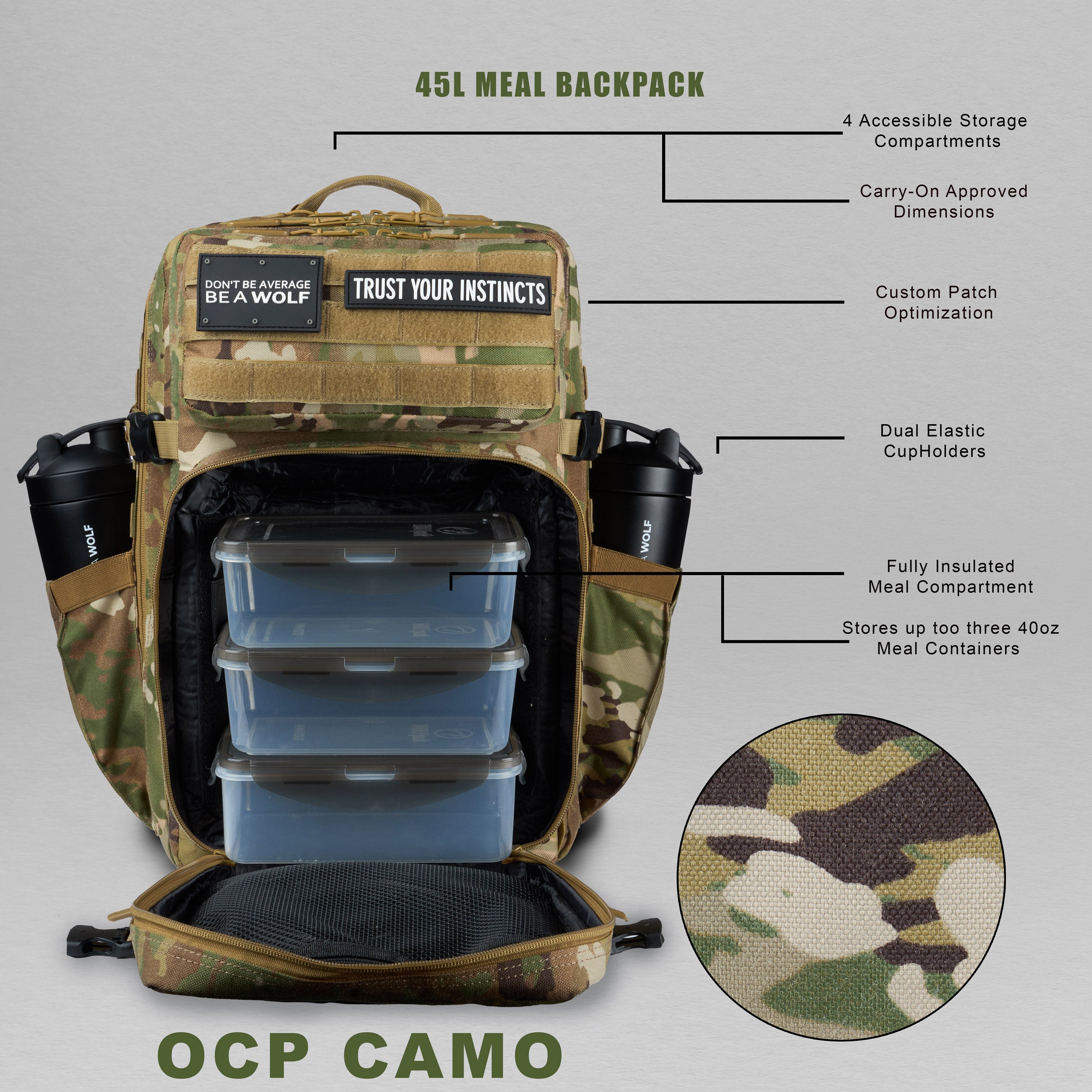 45L OCP Camo Meal Prep Management