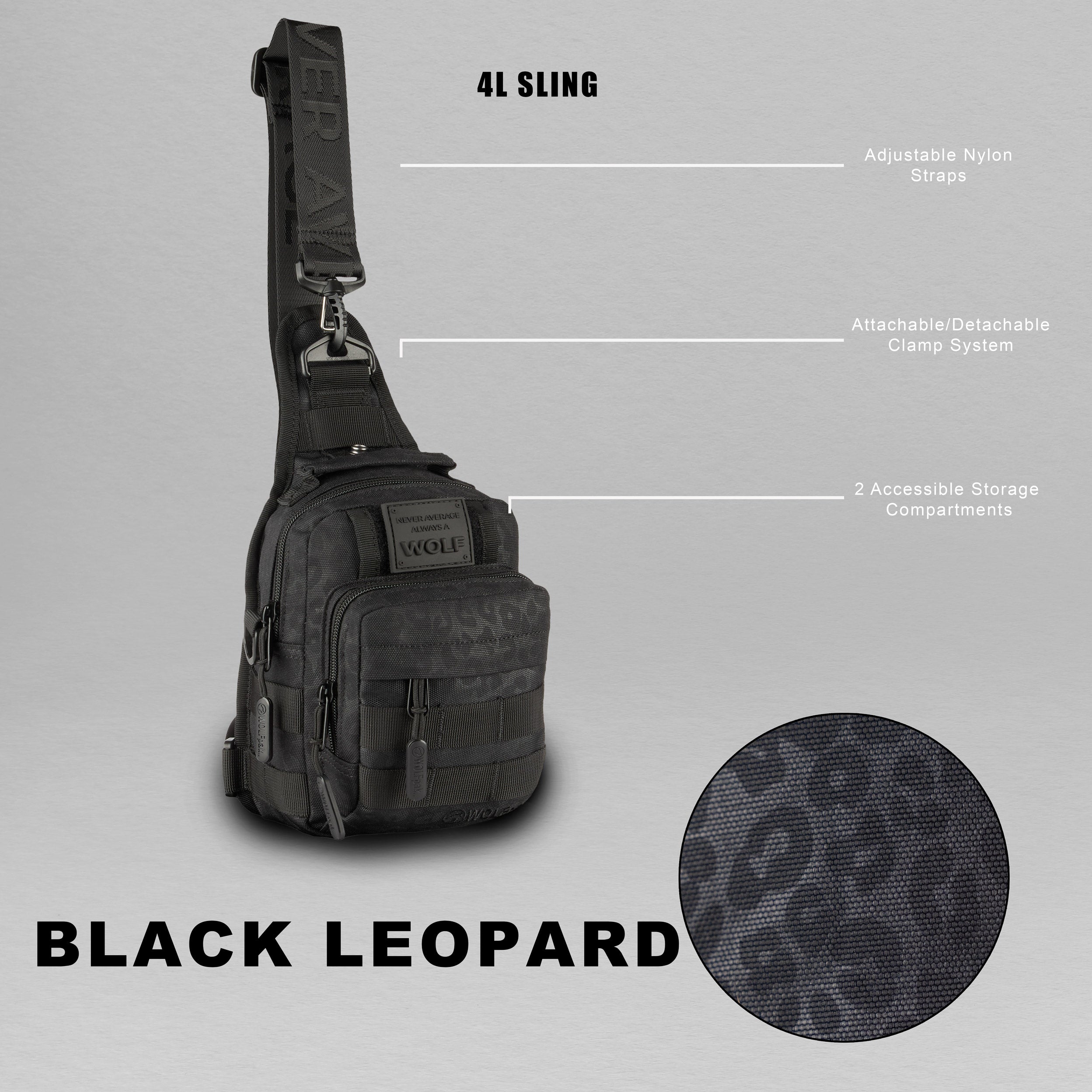4L Mini Tactical Sling Bag Black Leopard