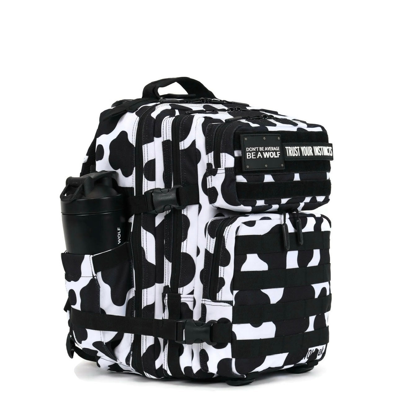 25L Backpack Black White Cow