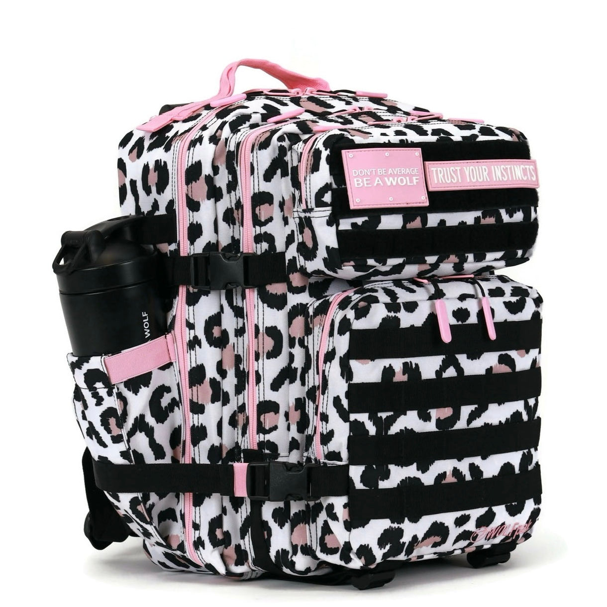 35L Backpack Leopard Pink Zip