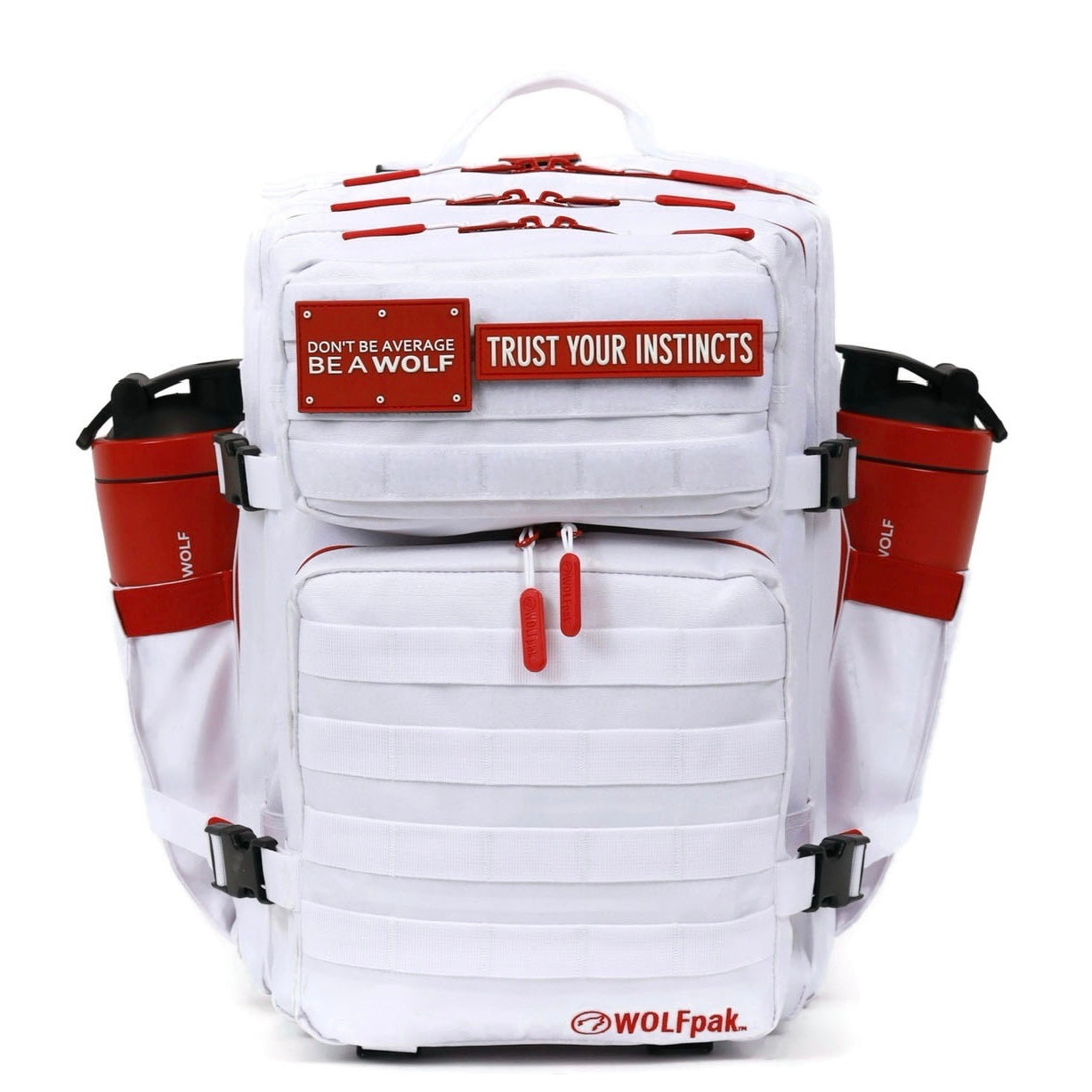 Mochila 35L Blanco Polar Detalles Rojos