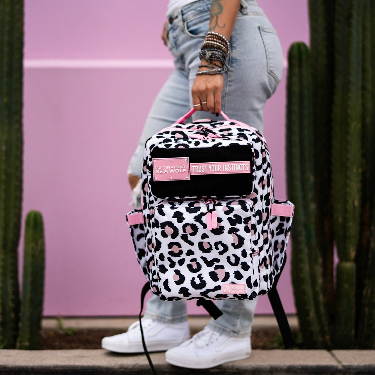 15L Backpack Leopard Pink Zip