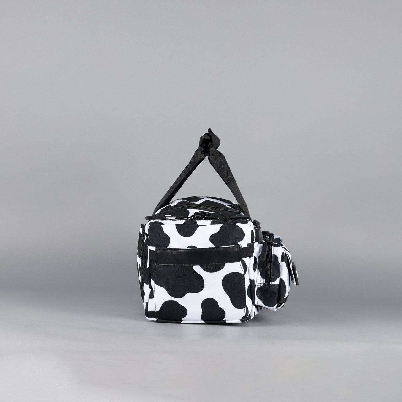 20L Mini Duffle Bag Black White Cow