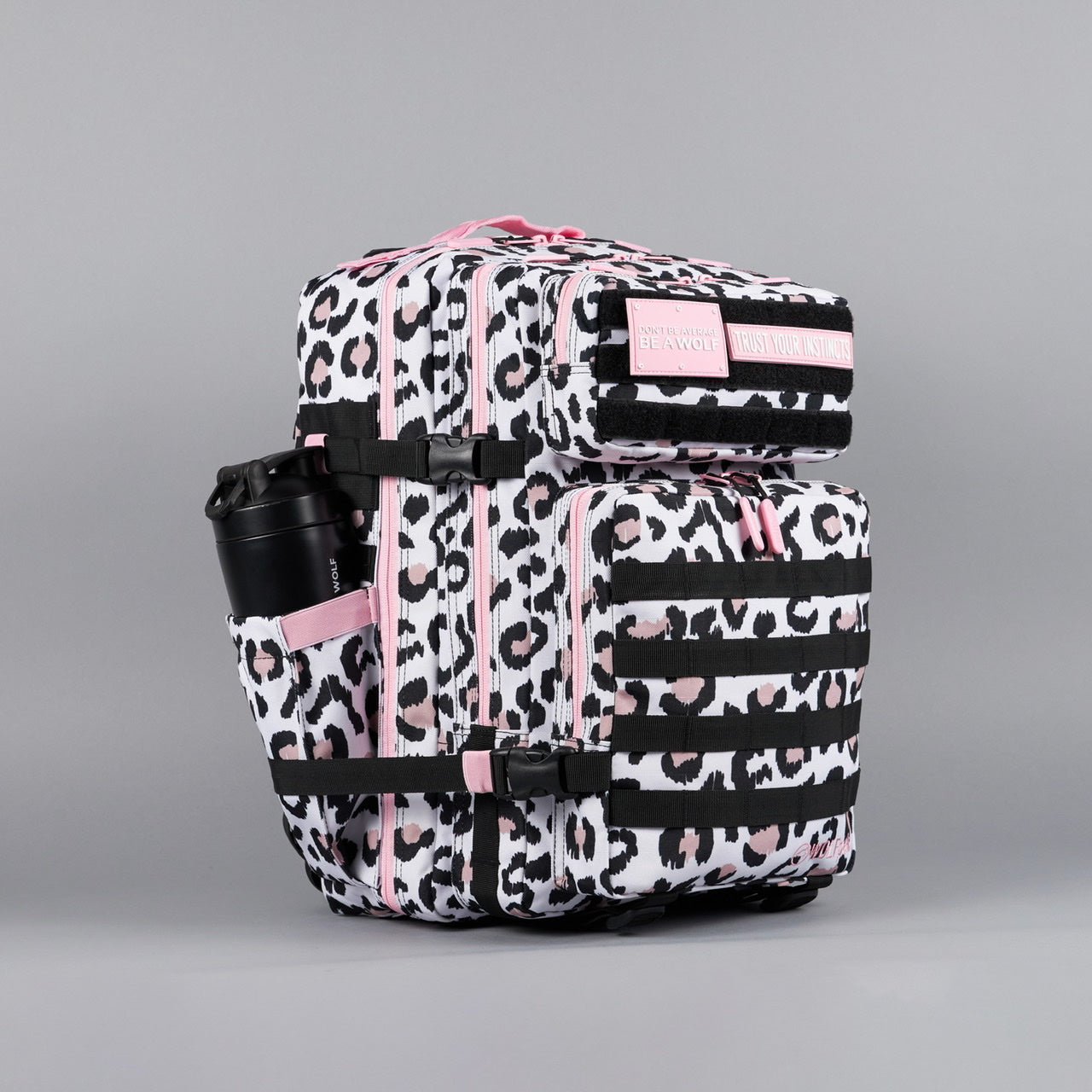 45L Backpack Leopard Pink Zip