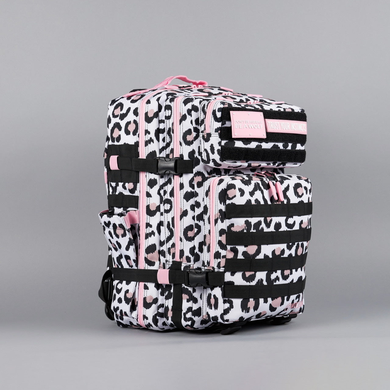 45L Backpack Leopard Pink Zip