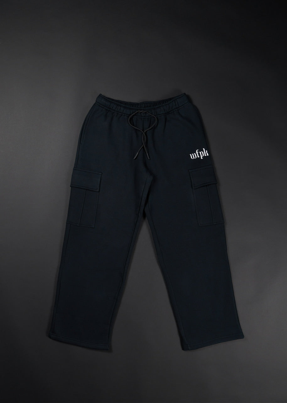 Gothic Black Cargo Sweat Pants