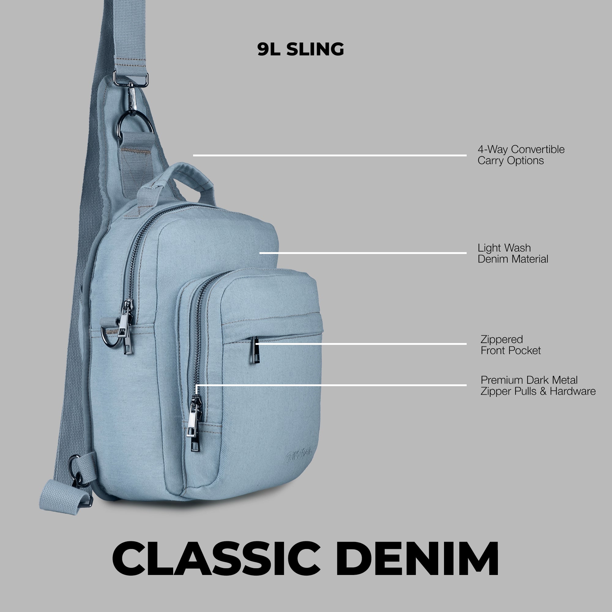 9L Sling Bag Classic Denim